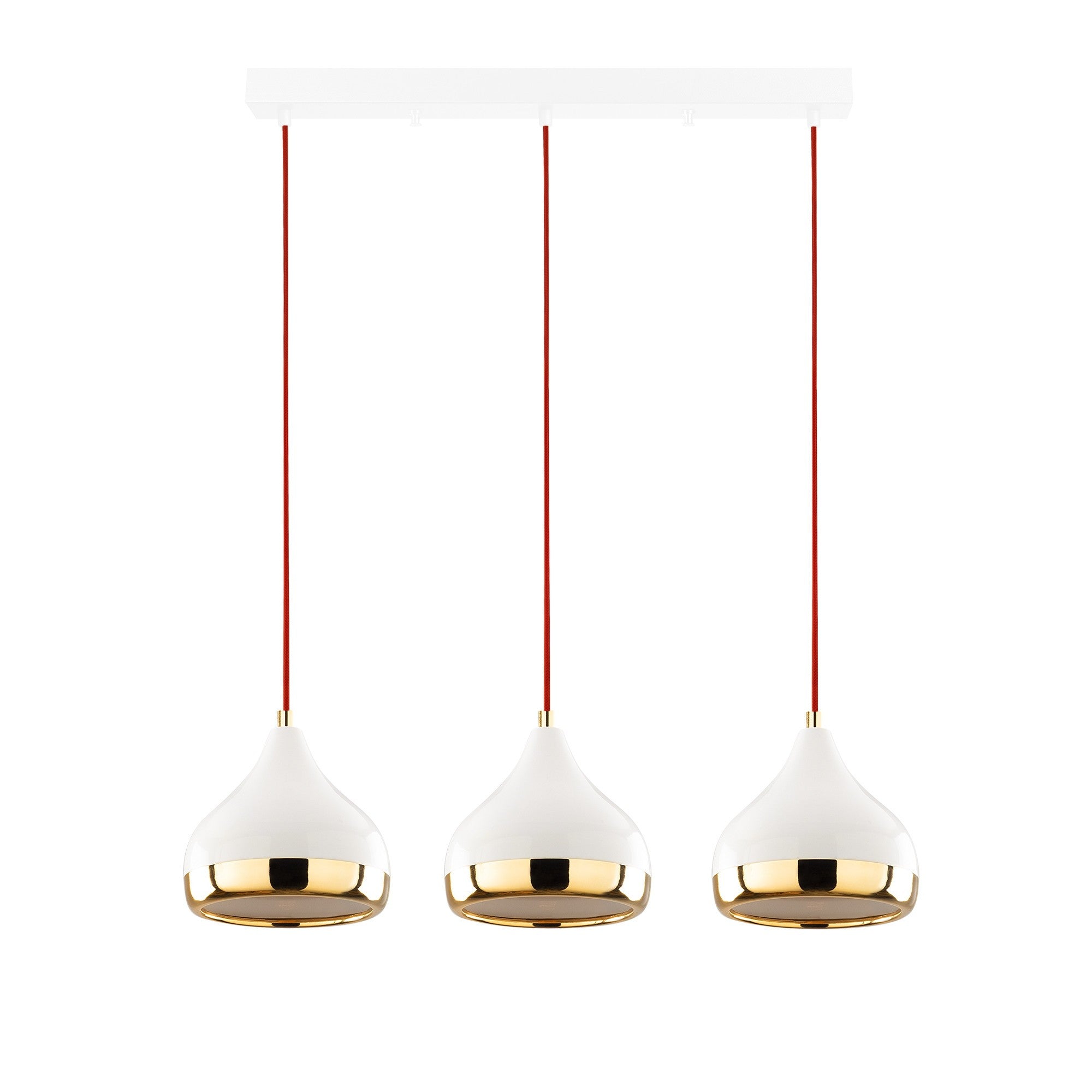 Candeeiro de Teto – 67 x 17 cm – Branco, vermelho e dourado – Ferro