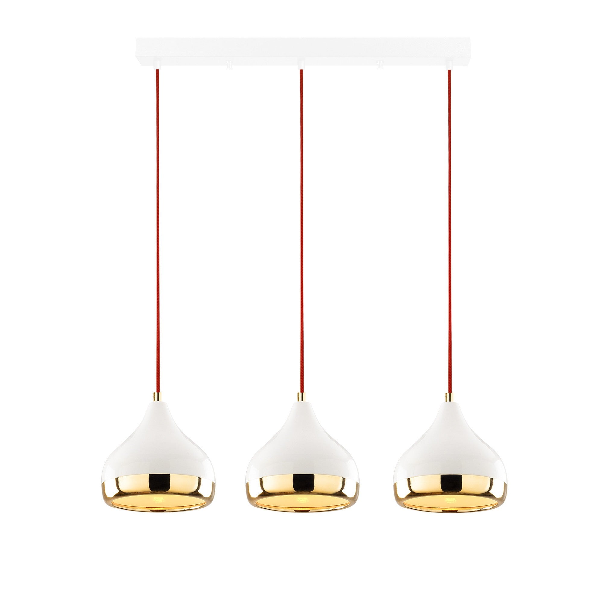 Candeeiro de Teto – 67 x 17 cm – Branco, vermelho e dourado – Ferro