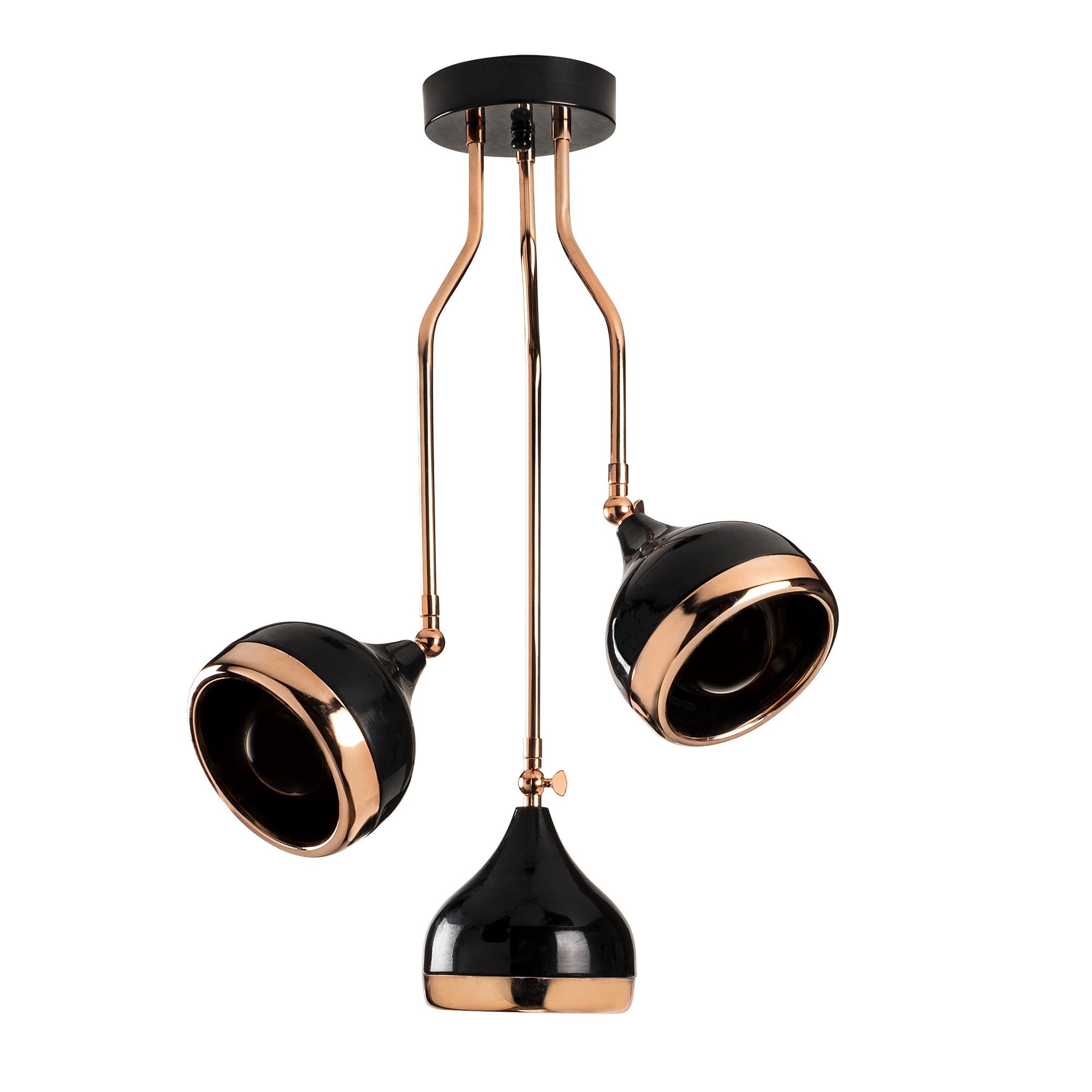 Candeeiro de Teto moderno – 50 x 50 cm – preto e cobre – metal