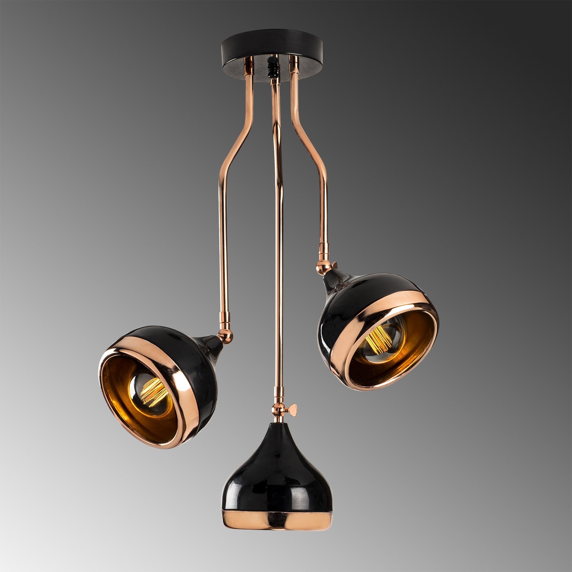 Candeeiro de Teto moderno – 50 x 50 cm – preto e cobre – metal
