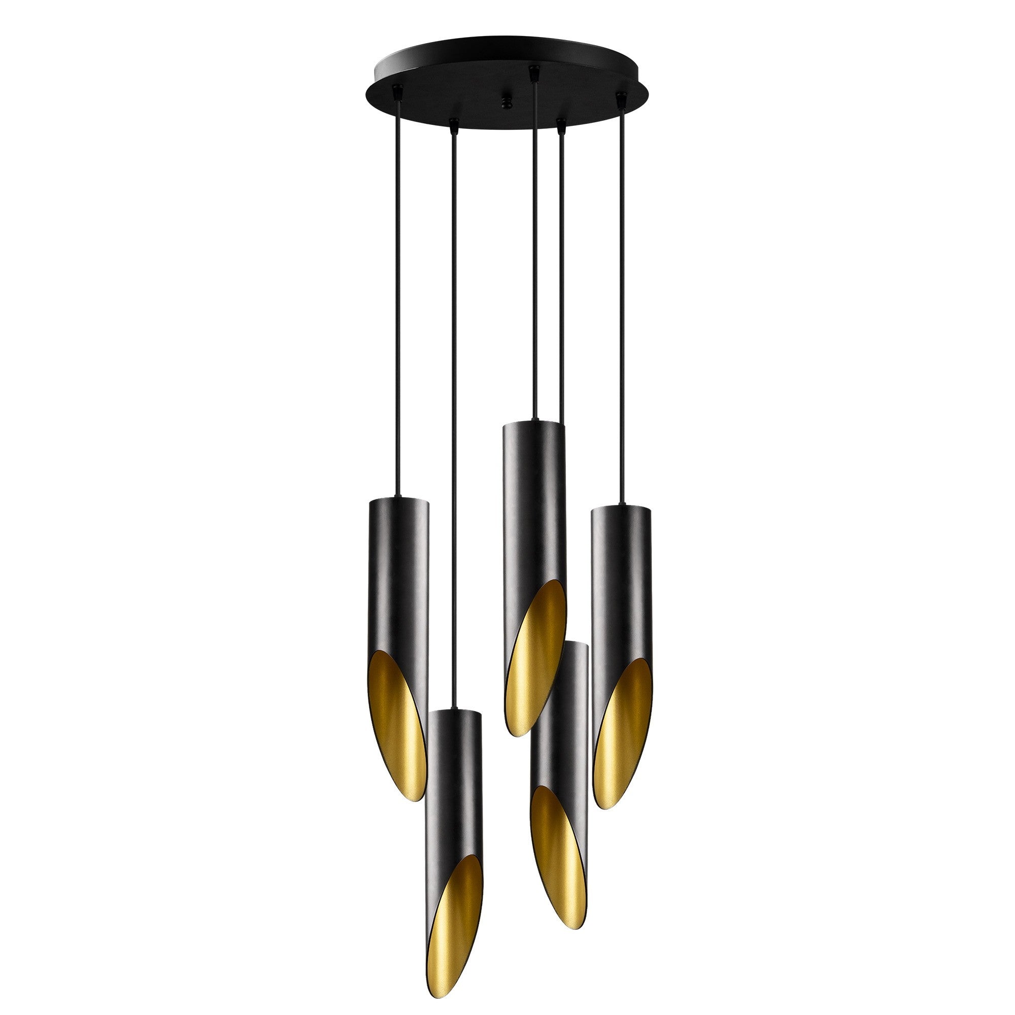Candeeiro de Teto – 43 cm de Diâmetro – Preto e Dourado – Metal