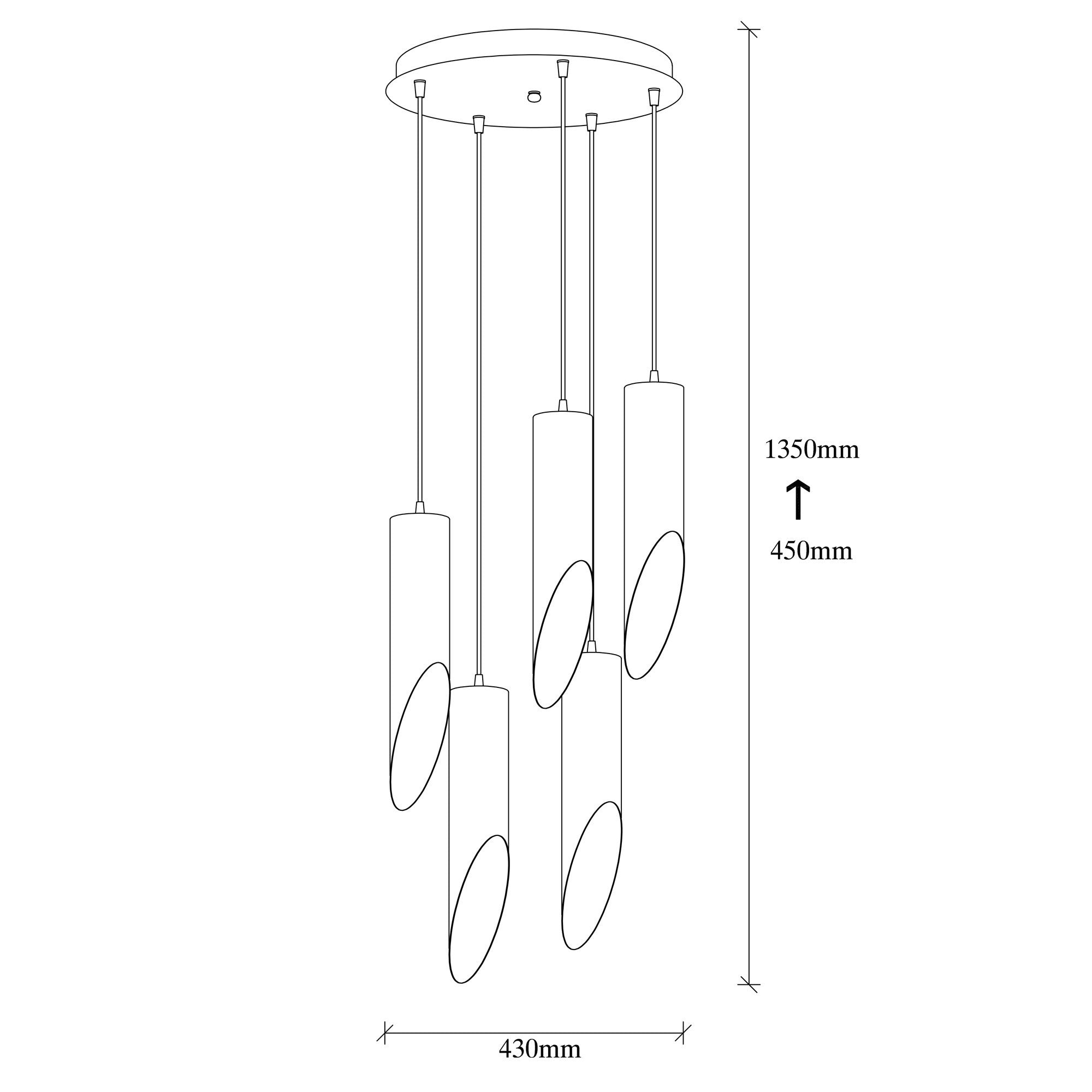 Candeeiro de Teto – 43 cm de Diâmetro – Preto e Dourado – Metal