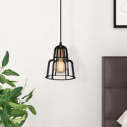 Candeeiro de Teto Industrial Preto, 20 cm de Diâmetro, 116 cm de Altura | Ajustável, Soquete E27, Máx. 40 W | Design Elegante em Ferro para Espaços Modernos, Classificação IP20