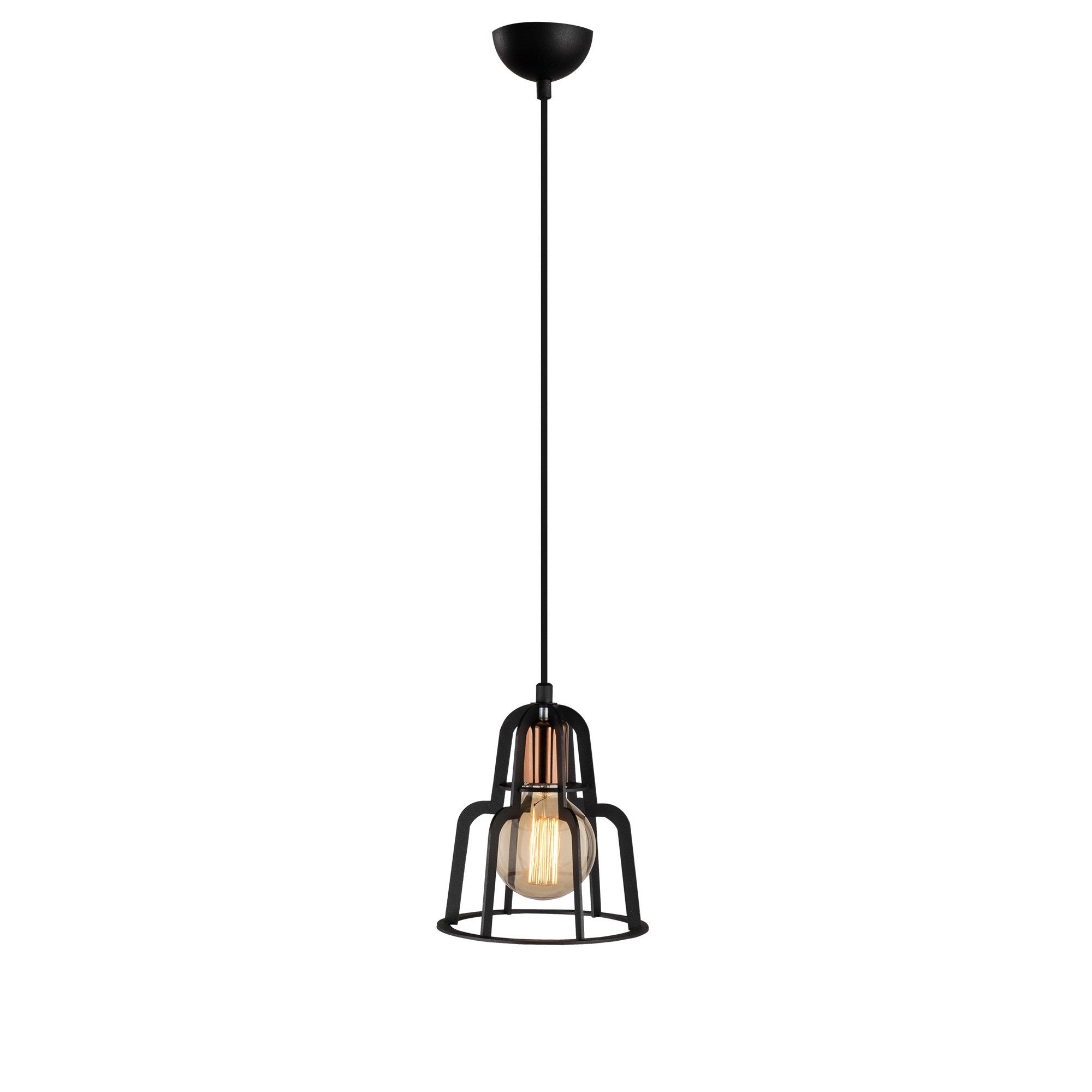 Candeeiro de Teto Industrial Preto, 20 cm de Diâmetro, 116 cm de Altura | Ajustável, Soquete E27, Máx. 40 W | Design Elegante em Ferro para Espaços Modernos, Classificação IP20