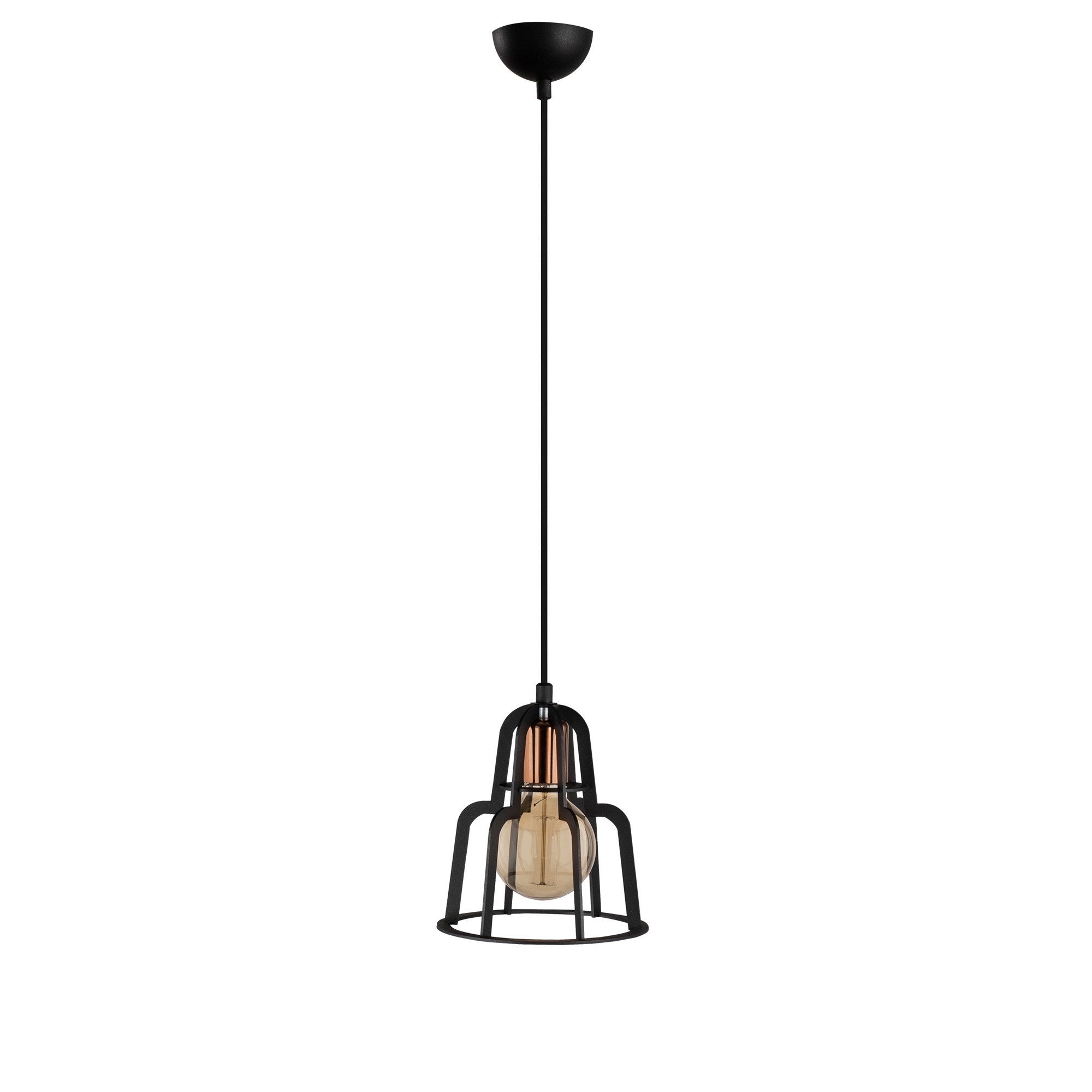 Candeeiro de Teto Industrial Preto, 20 cm de Diâmetro, 116 cm de Altura | Ajustável, Soquete E27, Máx. 40 W | Design Elegante em Ferro para Espaços Modernos, Classificação IP20