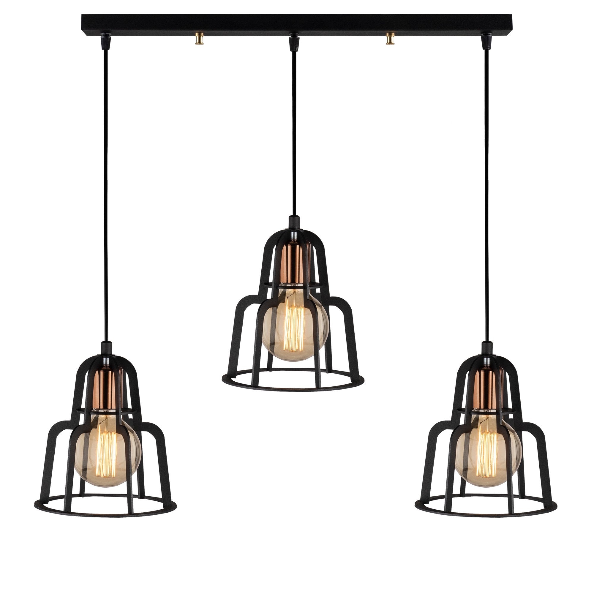 Candeeiro de Teto Industrial – 100 x 20 cm – Preto – Metal