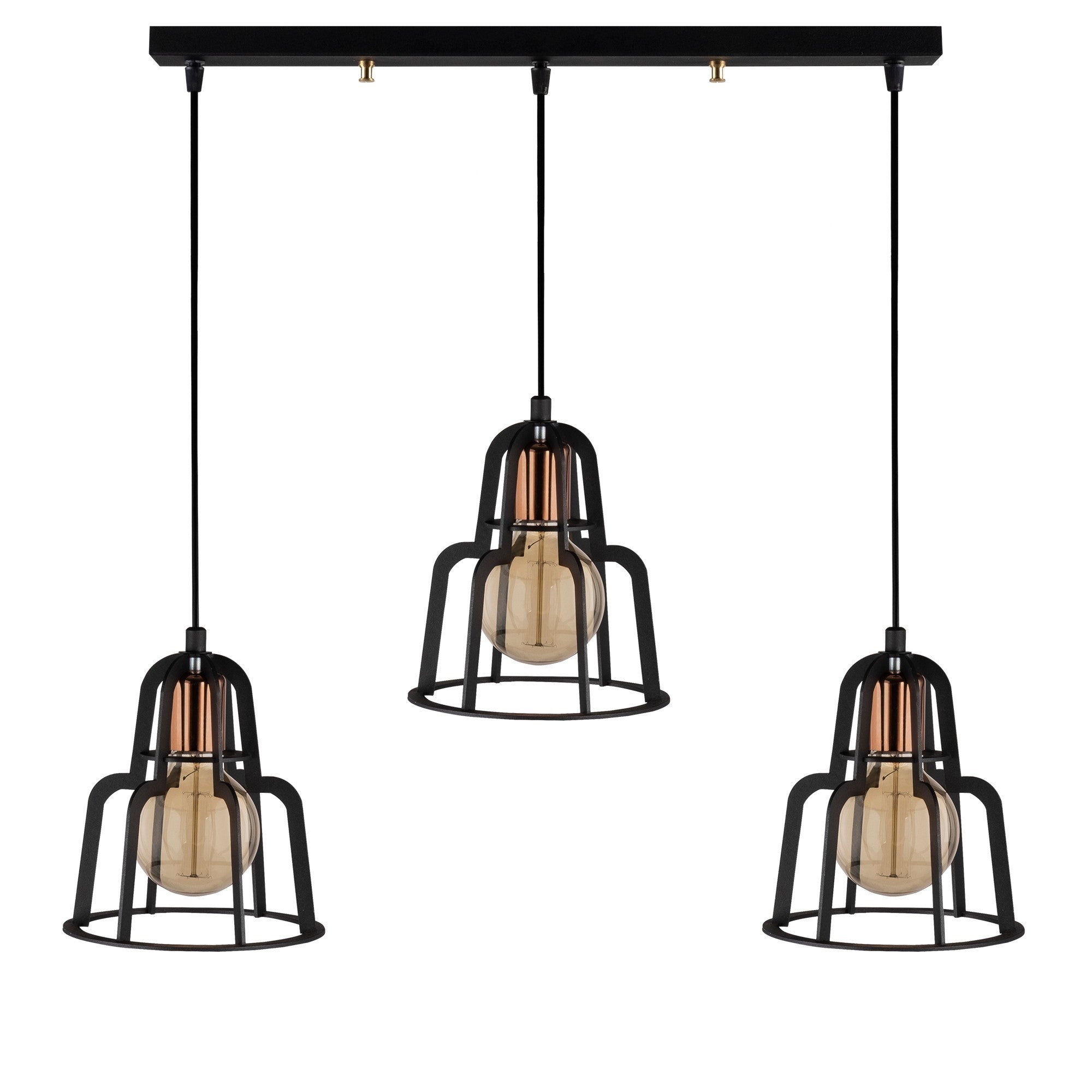 Candeeiro de Teto Industrial – 100 x 20 cm – Preto – Metal