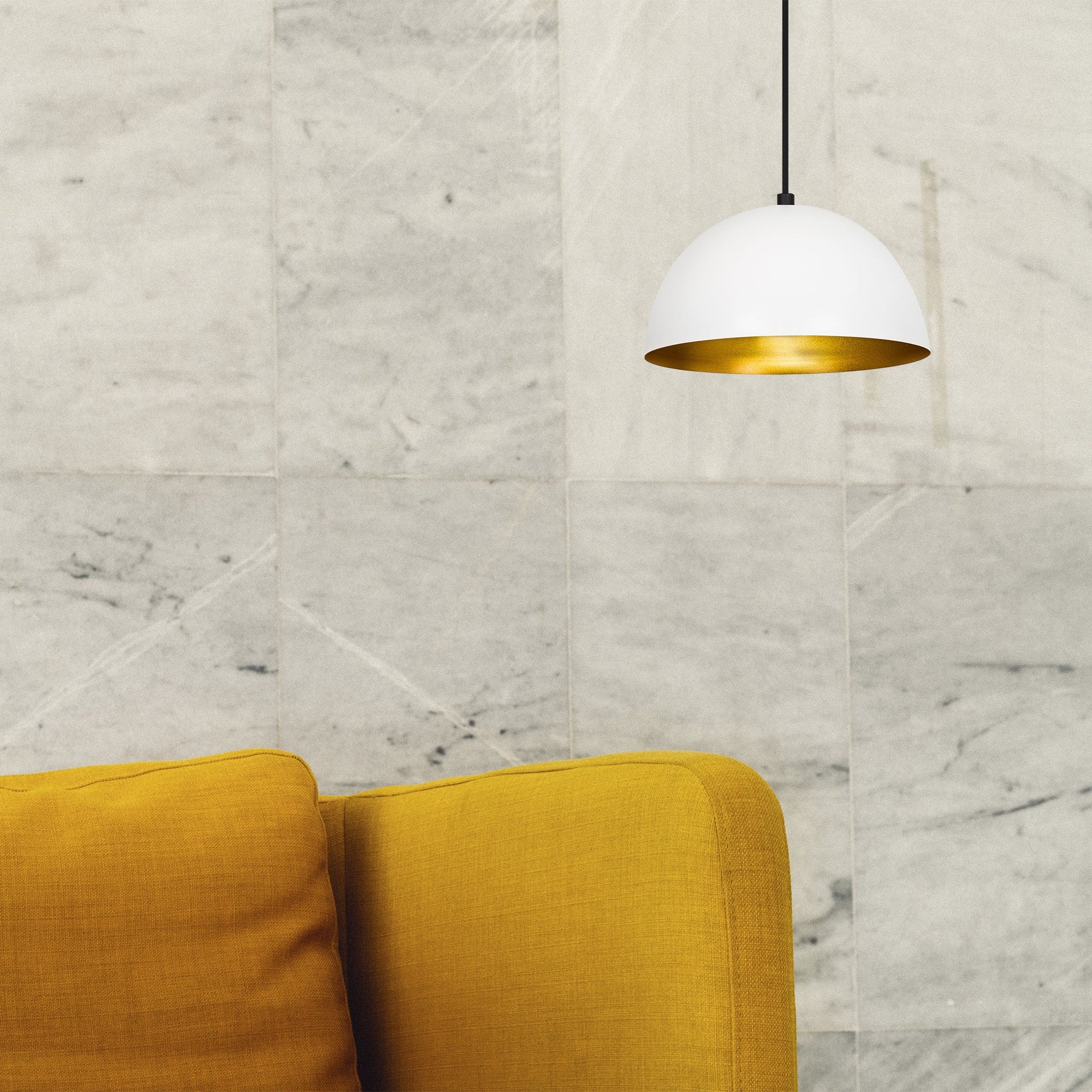 Candeeiro de Teto moderno – 30 cm de diâmetro – Branco e dourado – Metálico