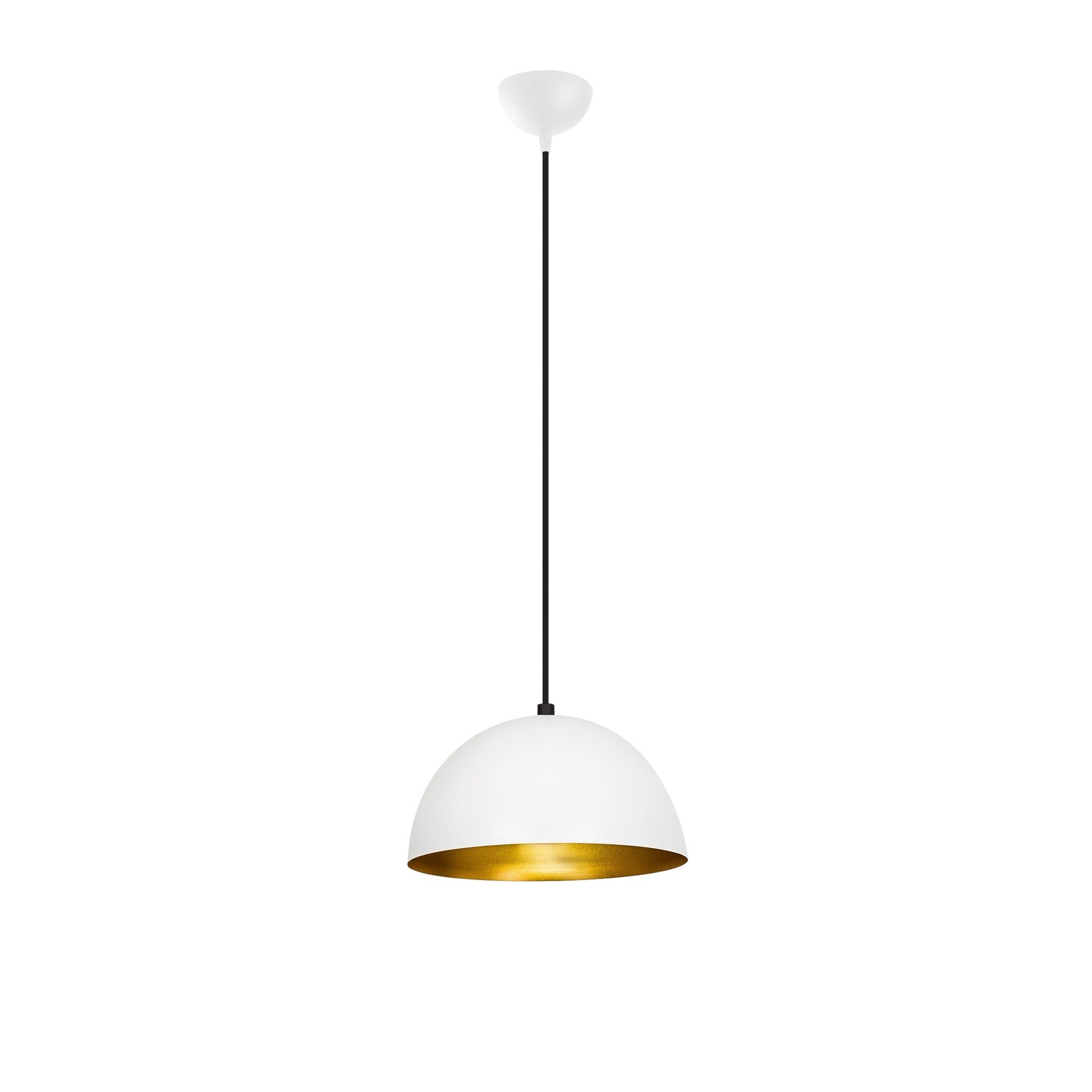 Candeeiro de Teto moderno – 30 cm de diâmetro – Branco e dourado – Metálico