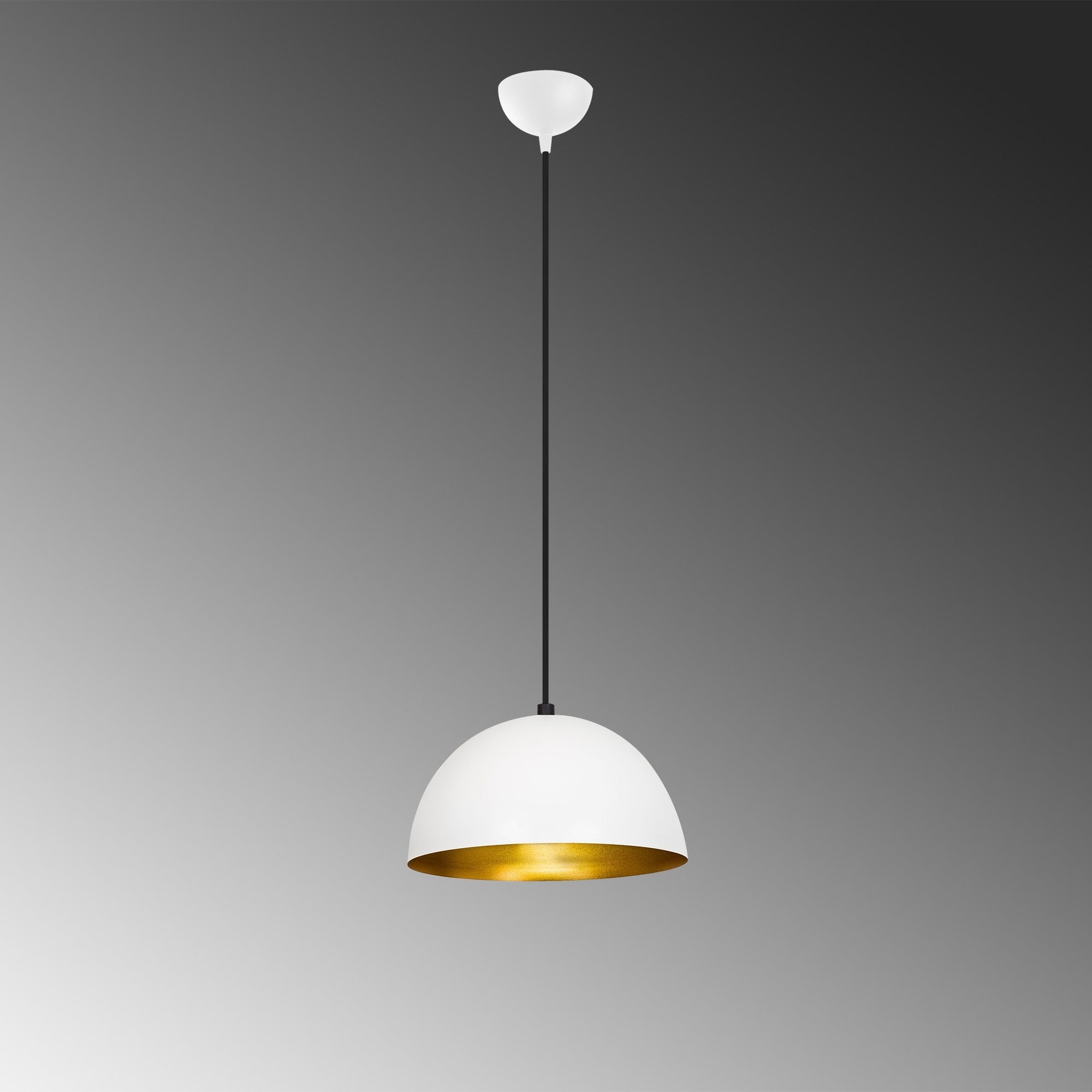 Candeeiro de Teto moderno – 30 cm de diâmetro – Branco e dourado – Metálico