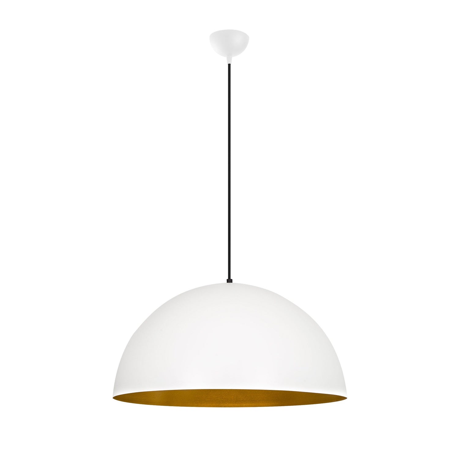 Candeeiro de Teto – 60 cm de Diâmetro – Branco e Dourado – Metal