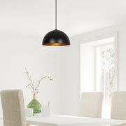 Candeeiro de Teto Industrial Moderno – 30 cm de Diâmetro – Preto e Dourado – Metal