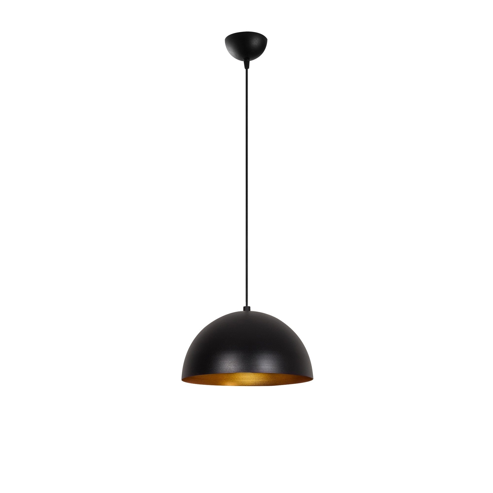 Candeeiro de Teto Industrial Moderno – 30 cm de Diâmetro – Preto e Dourado – Metal