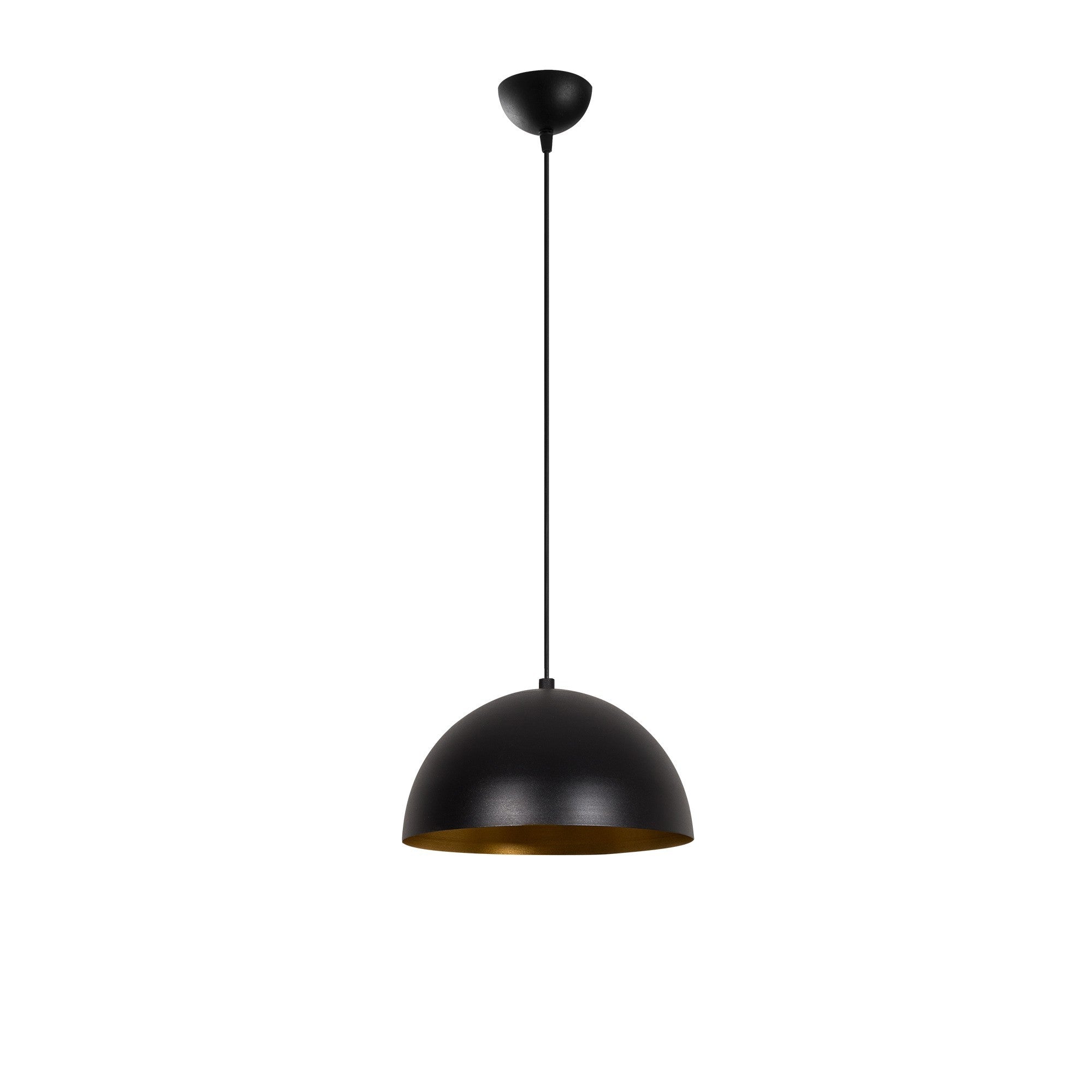 Candeeiro de Teto Industrial Moderno – 30 cm de Diâmetro – Preto e Dourado – Metal