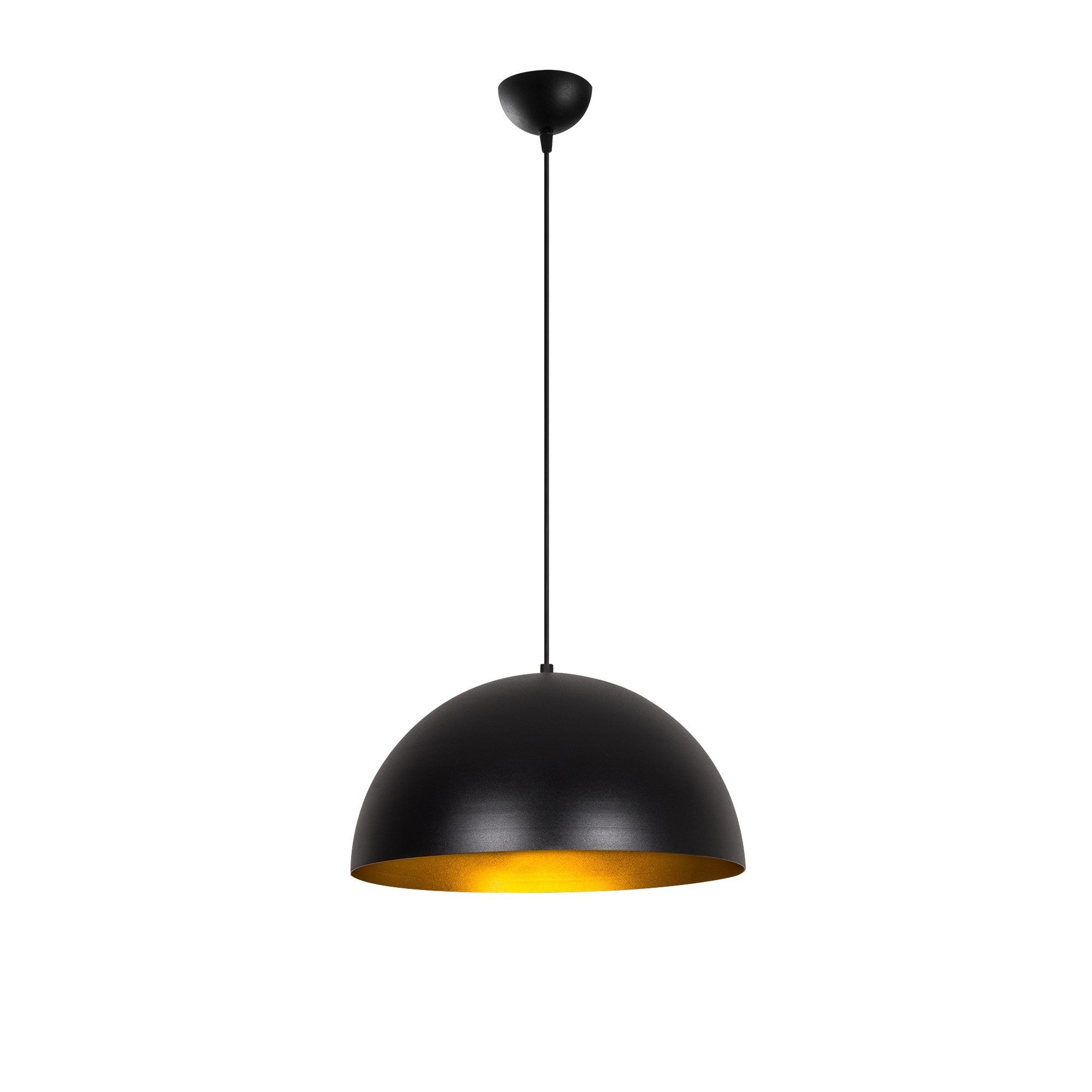 Candeeiro de Teto Industrial Moderno – 40 cm de Diâmetro – Preto e Dourado – Ferro