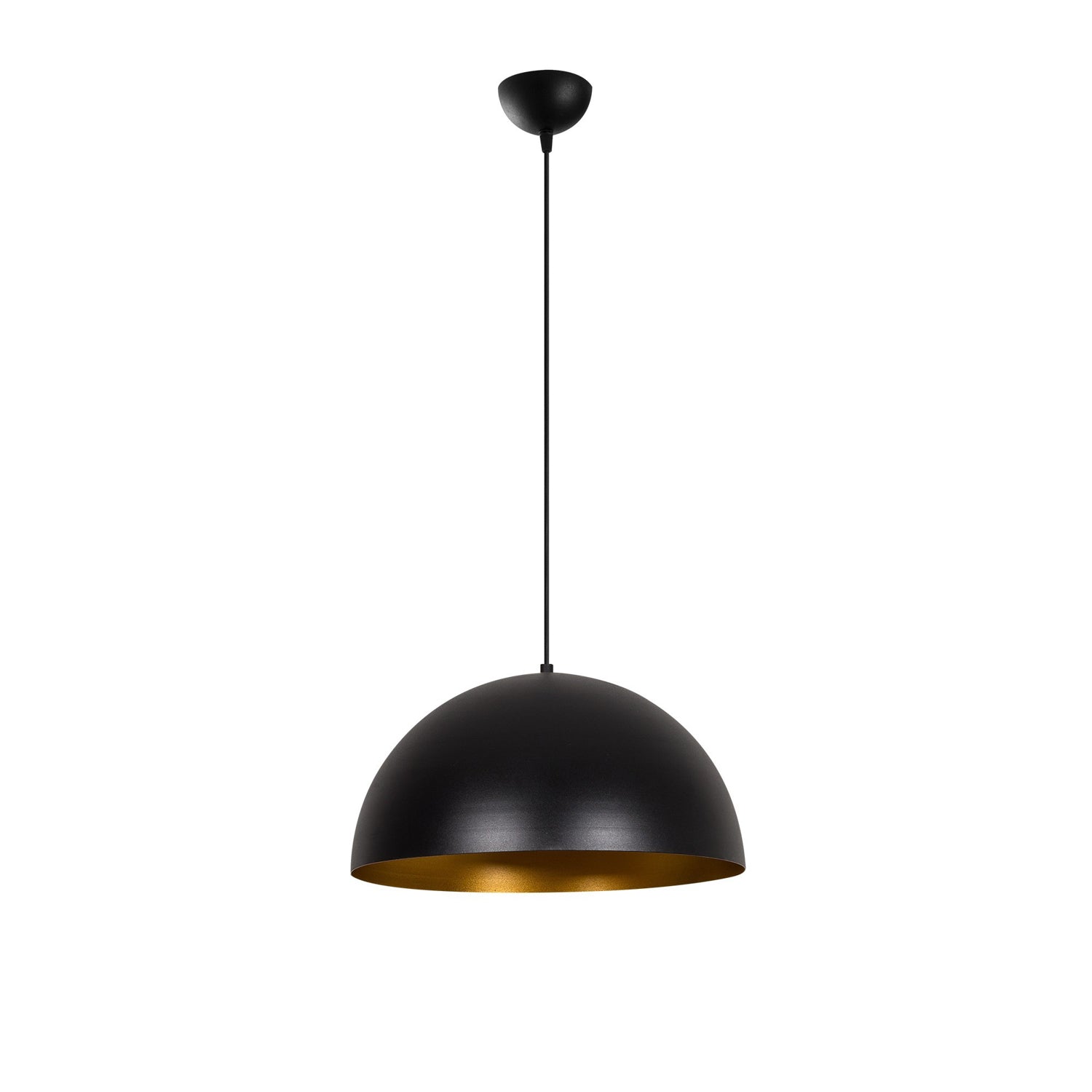 Candeeiro de Teto Industrial Moderno – 40 cm de Diâmetro – Preto e Dourado – Ferro