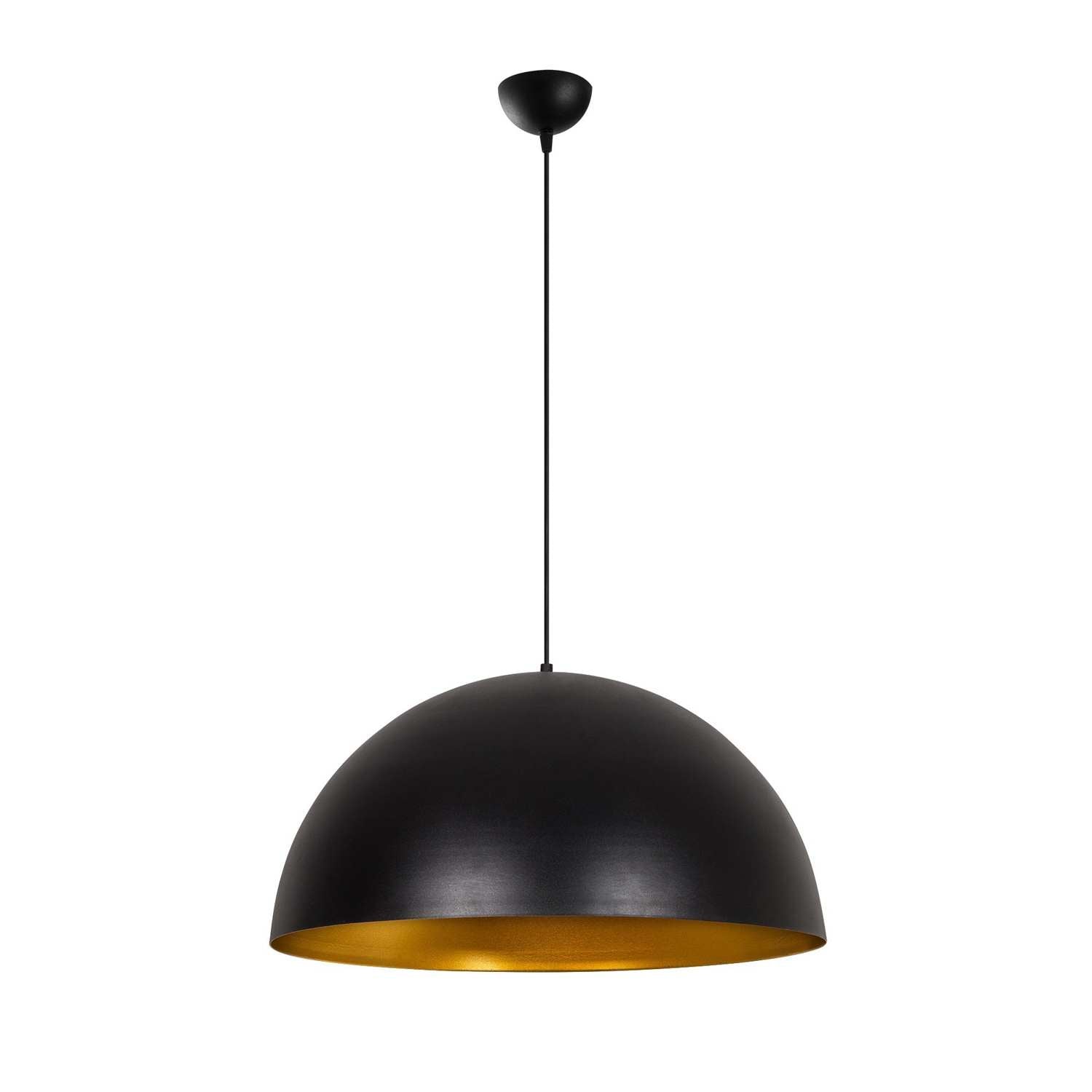 Candeeiro de Teto – 60 cm de Diâmetro – Preto e Dourado – Metal