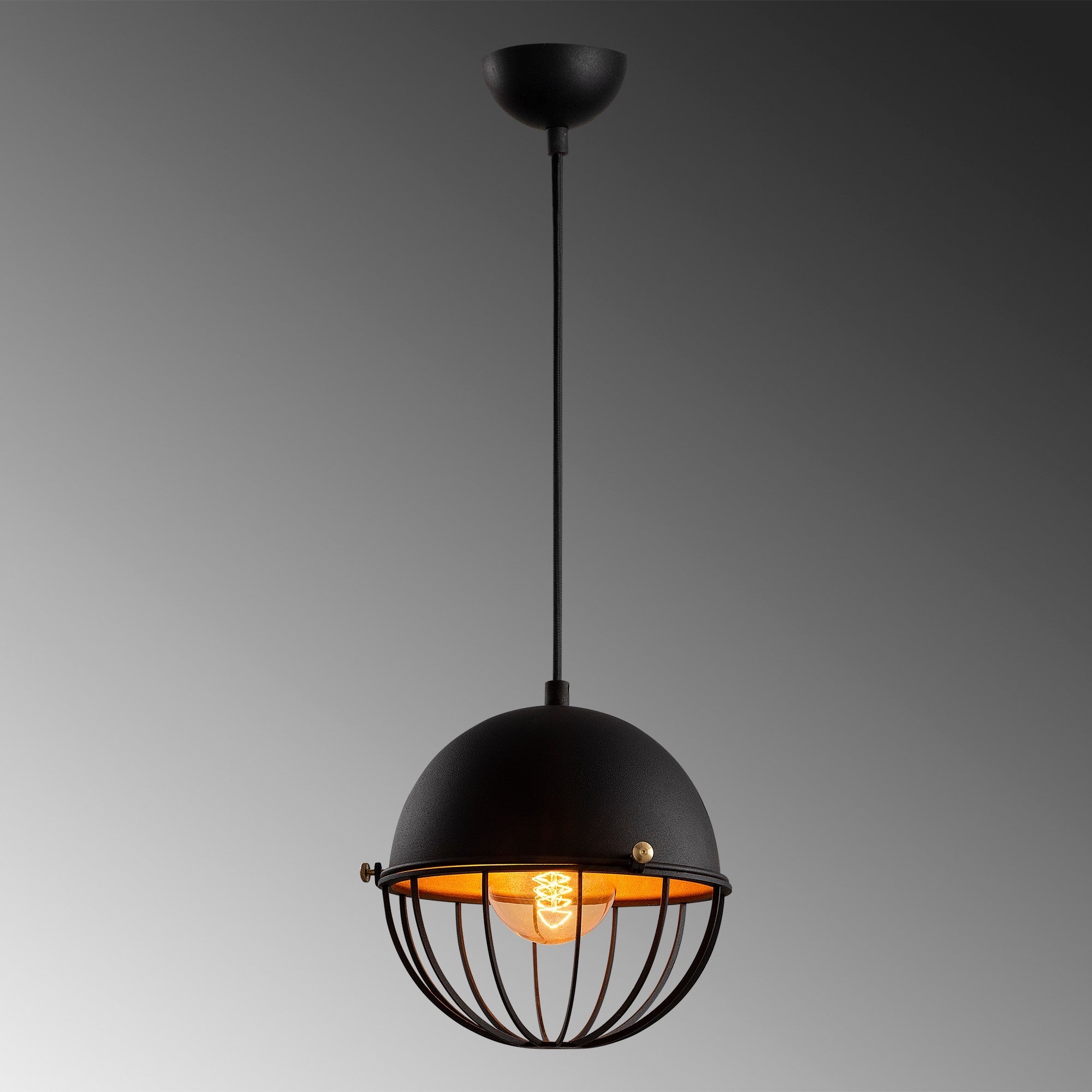 Candeeiro de Teto Glamour Moderno, Preto e Dourado, 20 cm de Diâmetro, 116 cm de Altura | Ajustável, Soquete E27, IP20 | Iluminação Elegante para Decoração Industrial e Moderna