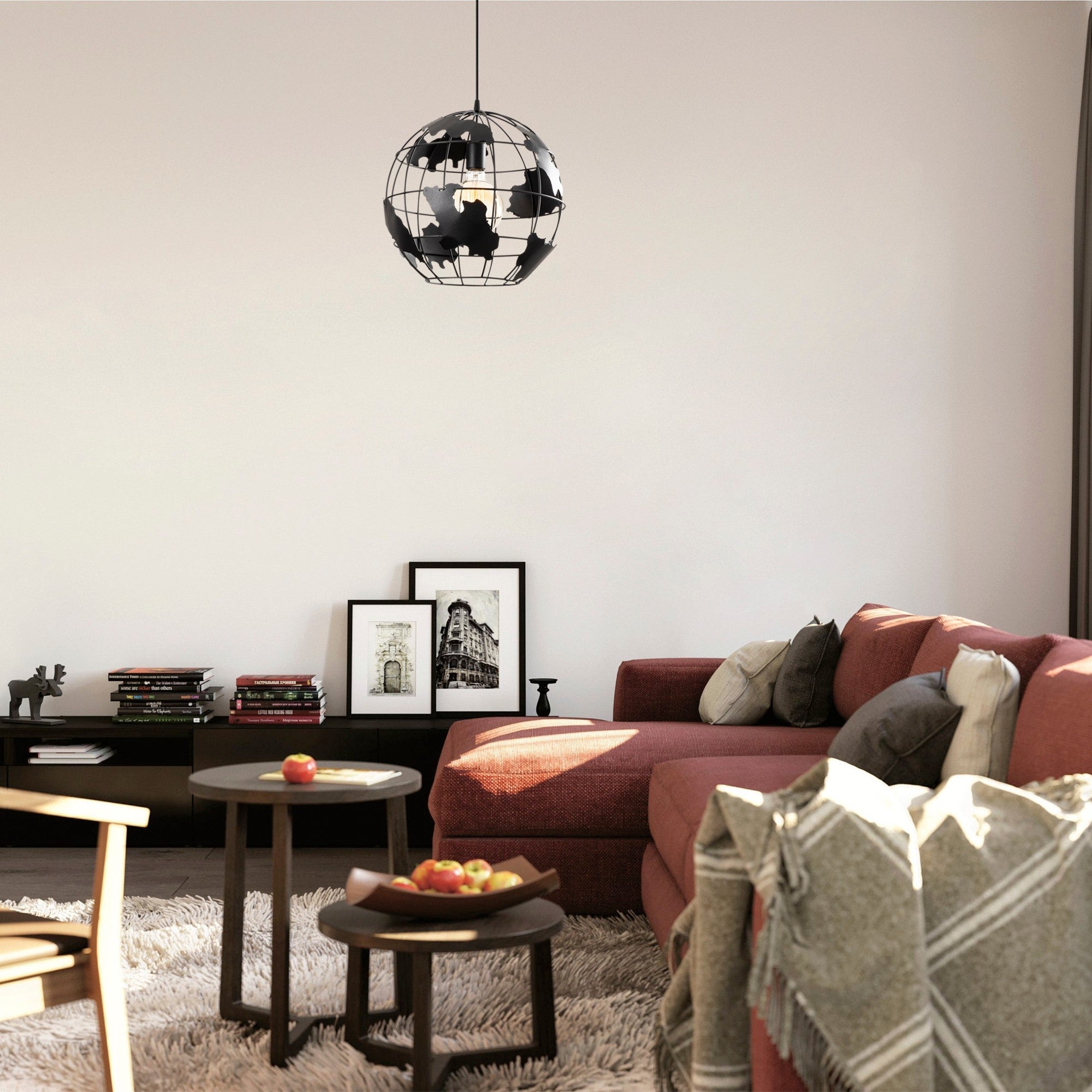 Candeeiro de Teto – 40 cm de Diâmetro – Preto – Metal