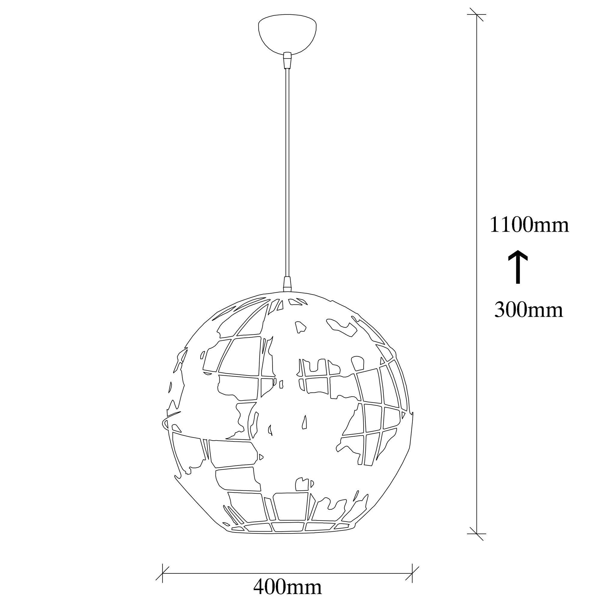 Candeeiro de Teto – 40 cm de Diâmetro – Preto – Metal