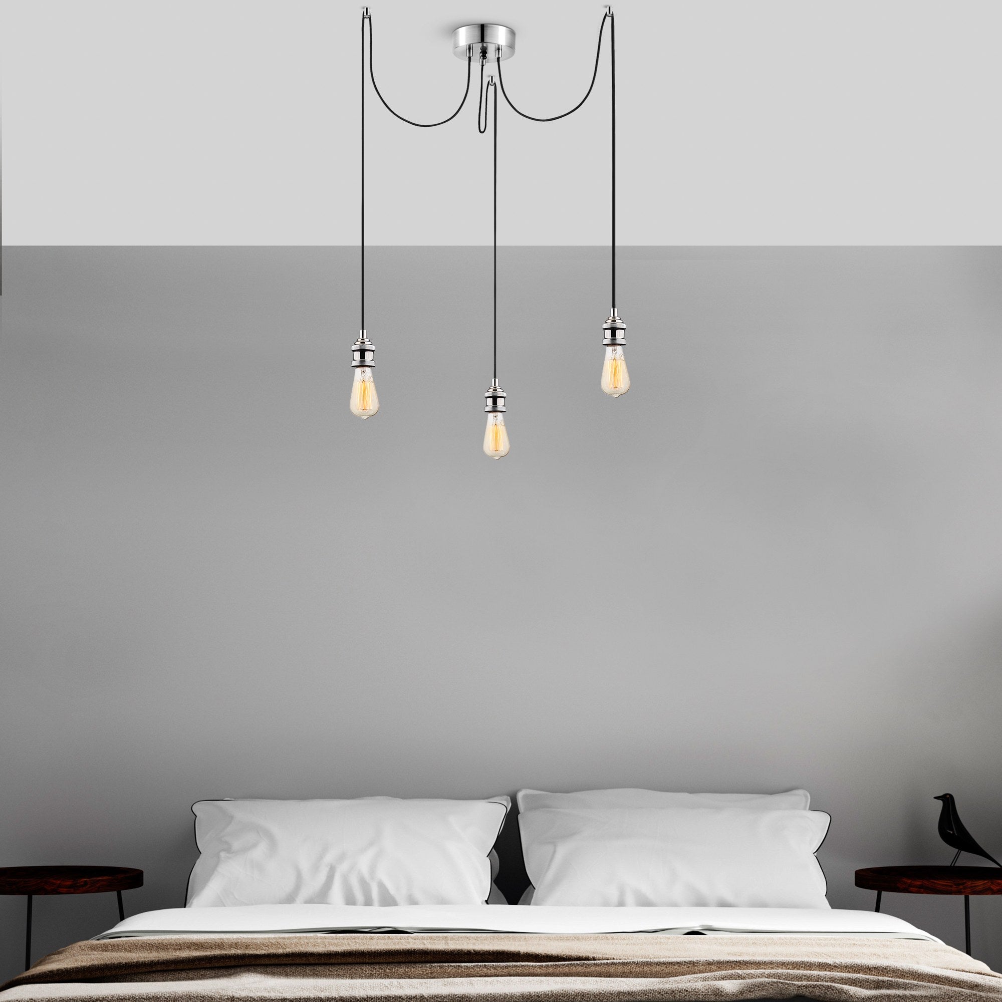 Candeeiro de Teto – 96 x 6 cm – Prateado – Metal