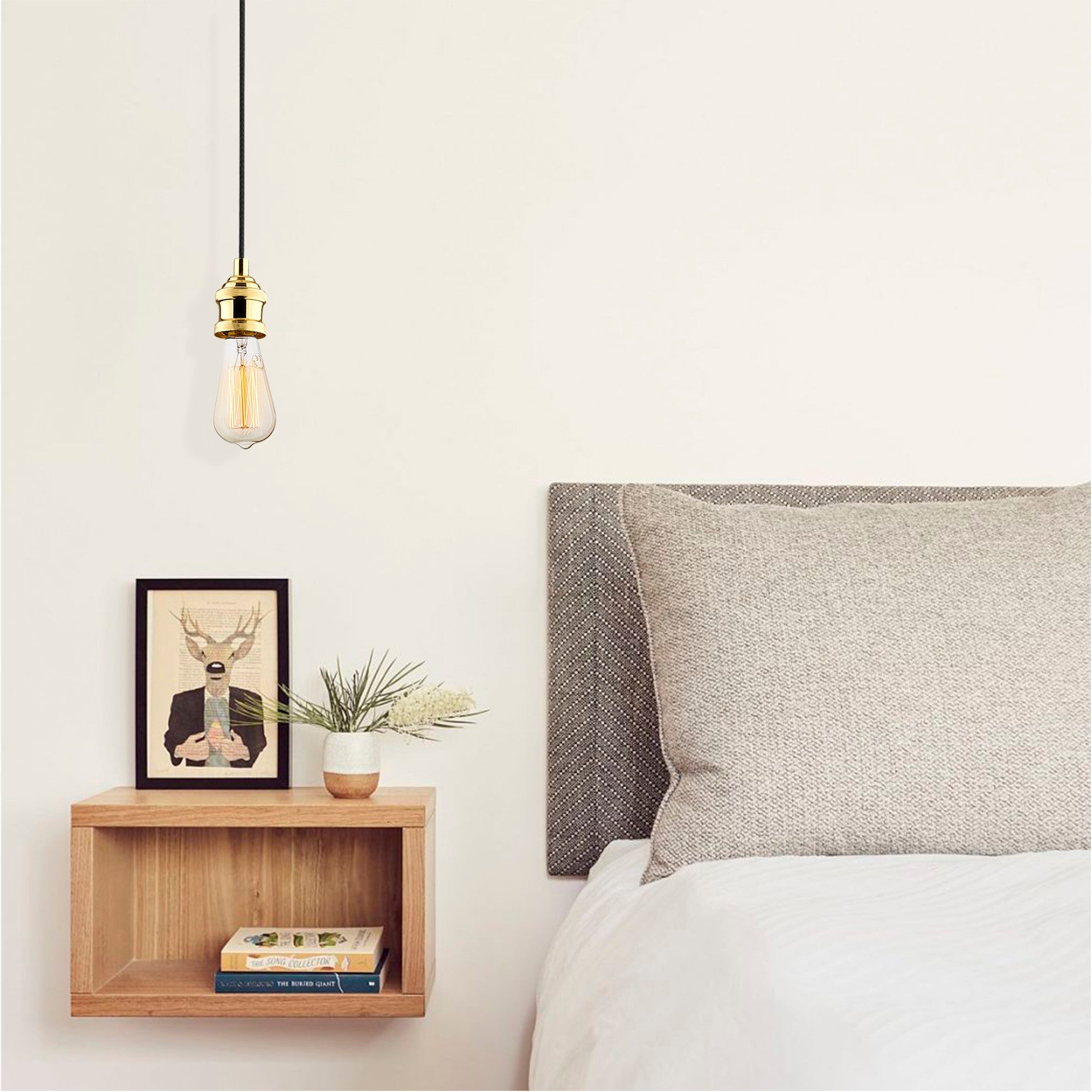 Candeeiro de Teto Dourado Elegante, Altura Ajustável 102 cm, Corpo em Metal, 6 cm de Diâmetro, Soquete E27, Design Glamour Nostálgico | Perfeito para Salas de Estar e Salas de Jantar