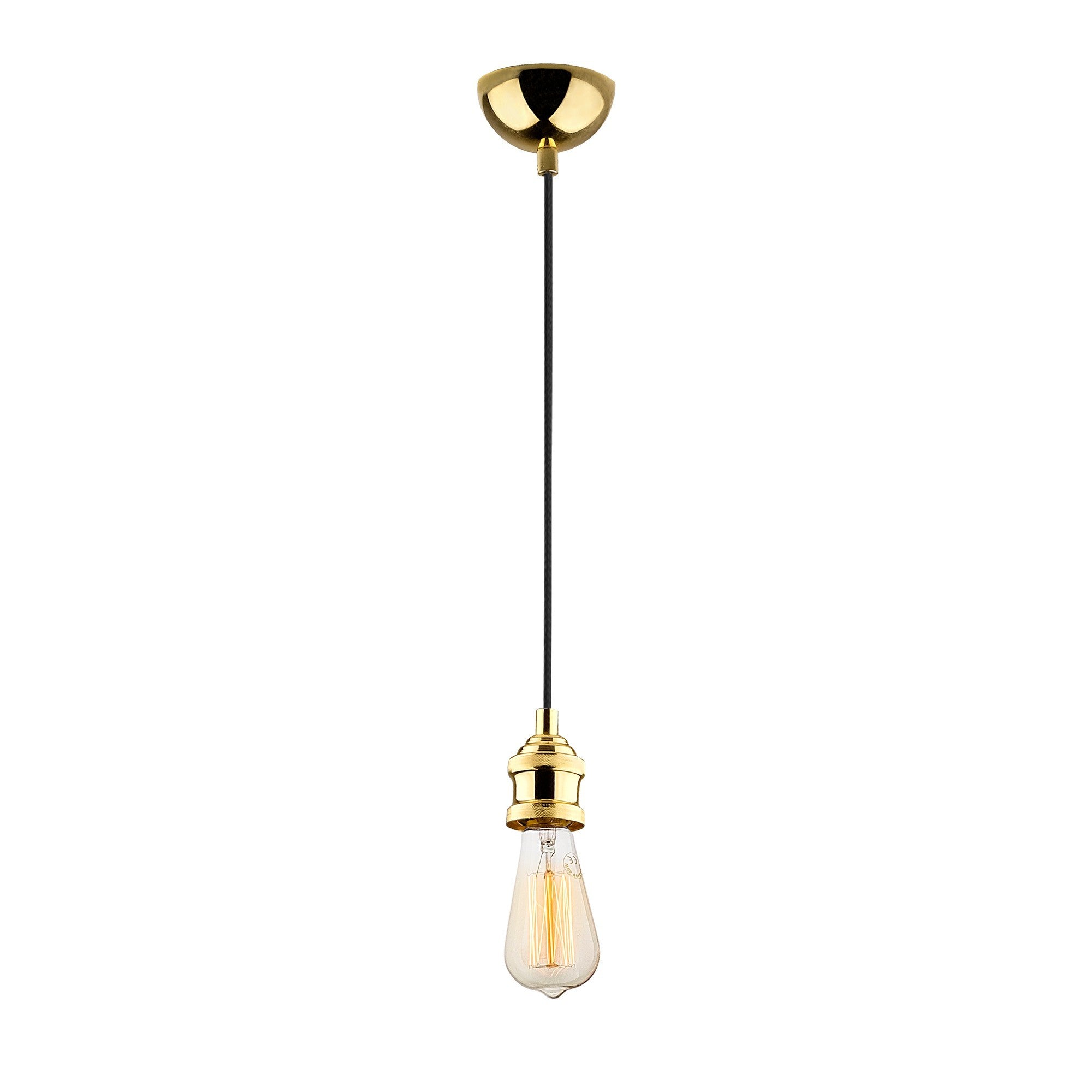 Candeeiro de Teto Dourado Elegante, Altura Ajustável 102 cm, Corpo em Metal, 6 cm de Diâmetro, Soquete E27, Design Glamour Nostálgico | Perfeito para Salas de Estar e Salas de Jantar