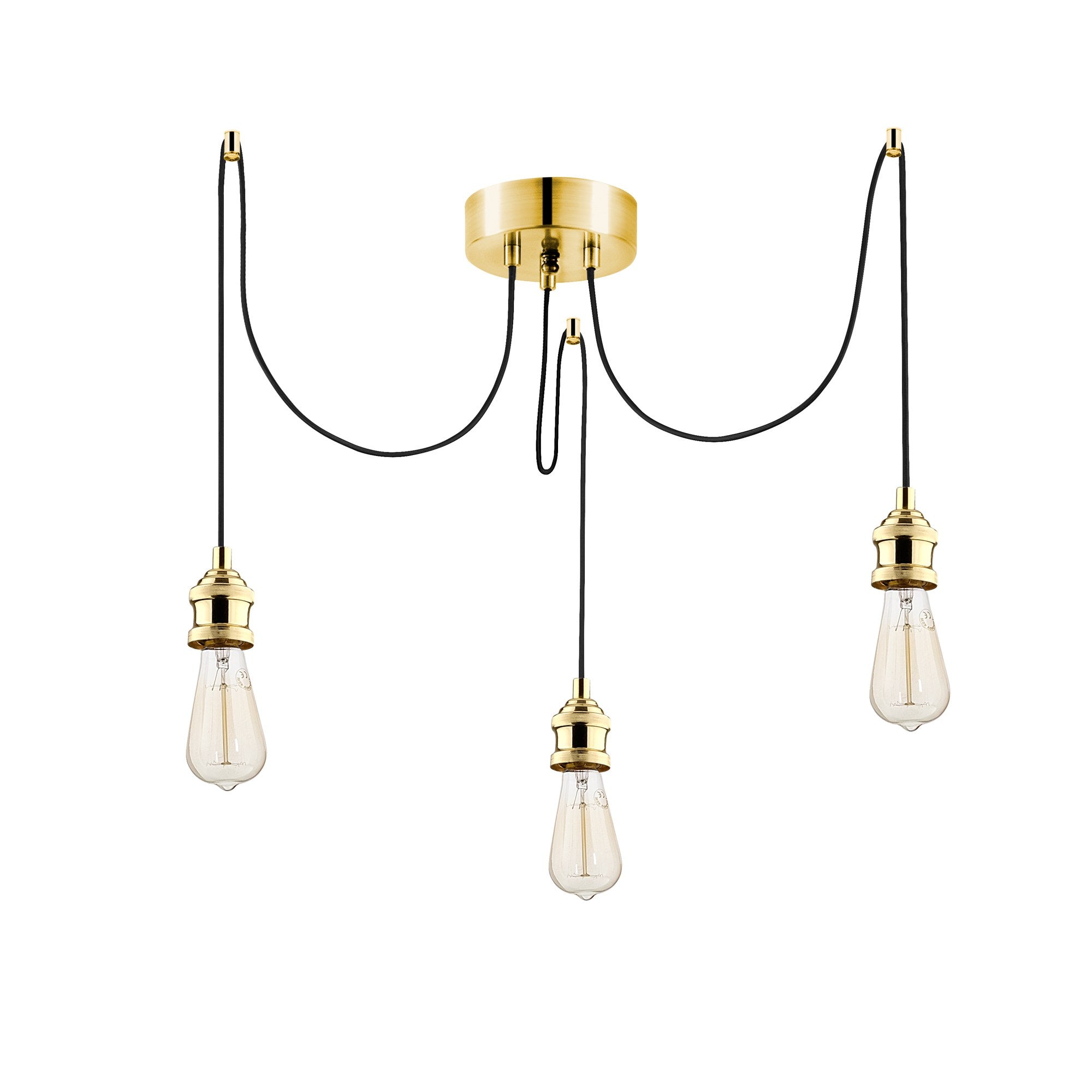 Candeeiro de Teto Dourado Elegante, Altura Ajustável 102 cm, Corpo em Ferro, 96 x 6 cm | 3 x E27 Máx. 40 W | Design Glamouroso e Nostálgico para Espaços Modernos, Classificação IP20