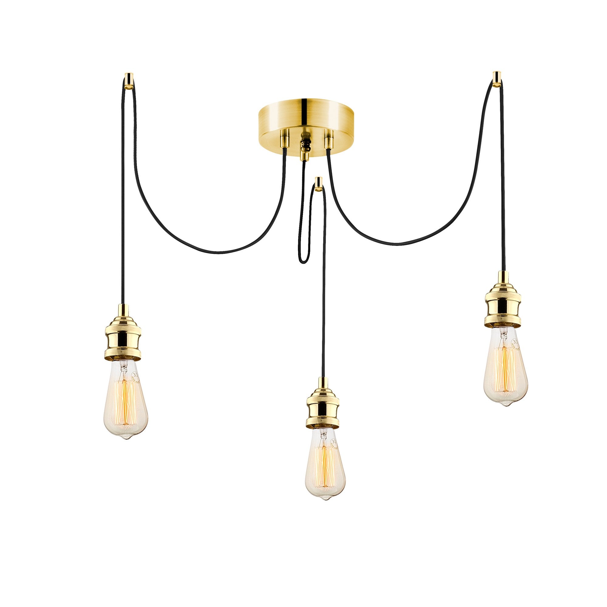 Candeeiro de Teto Dourado Elegante, Altura Ajustável 102 cm, Corpo em Ferro, 96 x 6 cm | 3 x E27 Máx. 40 W | Design Glamouroso e Nostálgico para Espaços Modernos, Classificação IP20