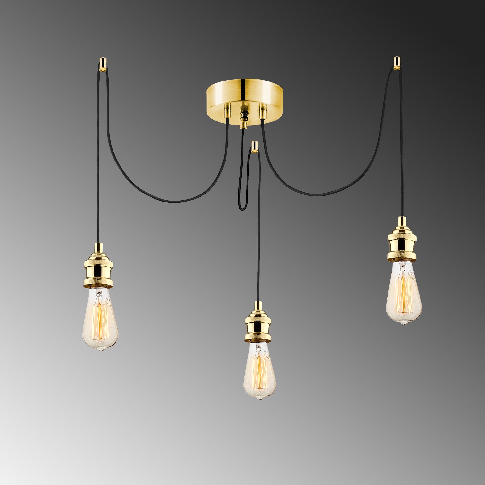 Candeeiro de Teto Dourado Elegante, Altura Ajustável 102 cm, Corpo em Ferro, 96 x 6 cm | 3 x E27 Máx. 40 W | Design Glamouroso e Nostálgico para Espaços Modernos, Classificação IP20