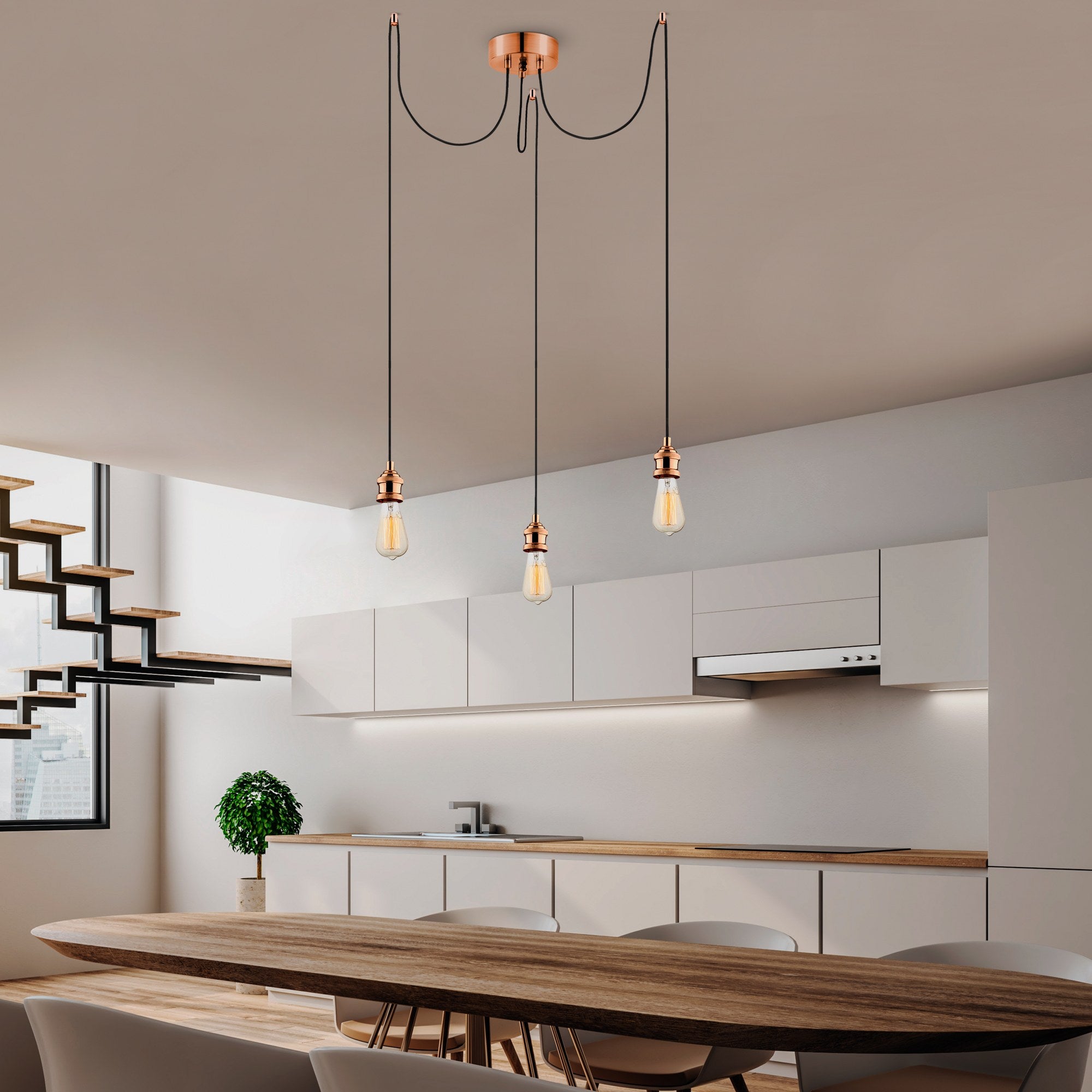 Candeeiro de Teto – 102 cm – Cobre – Metal