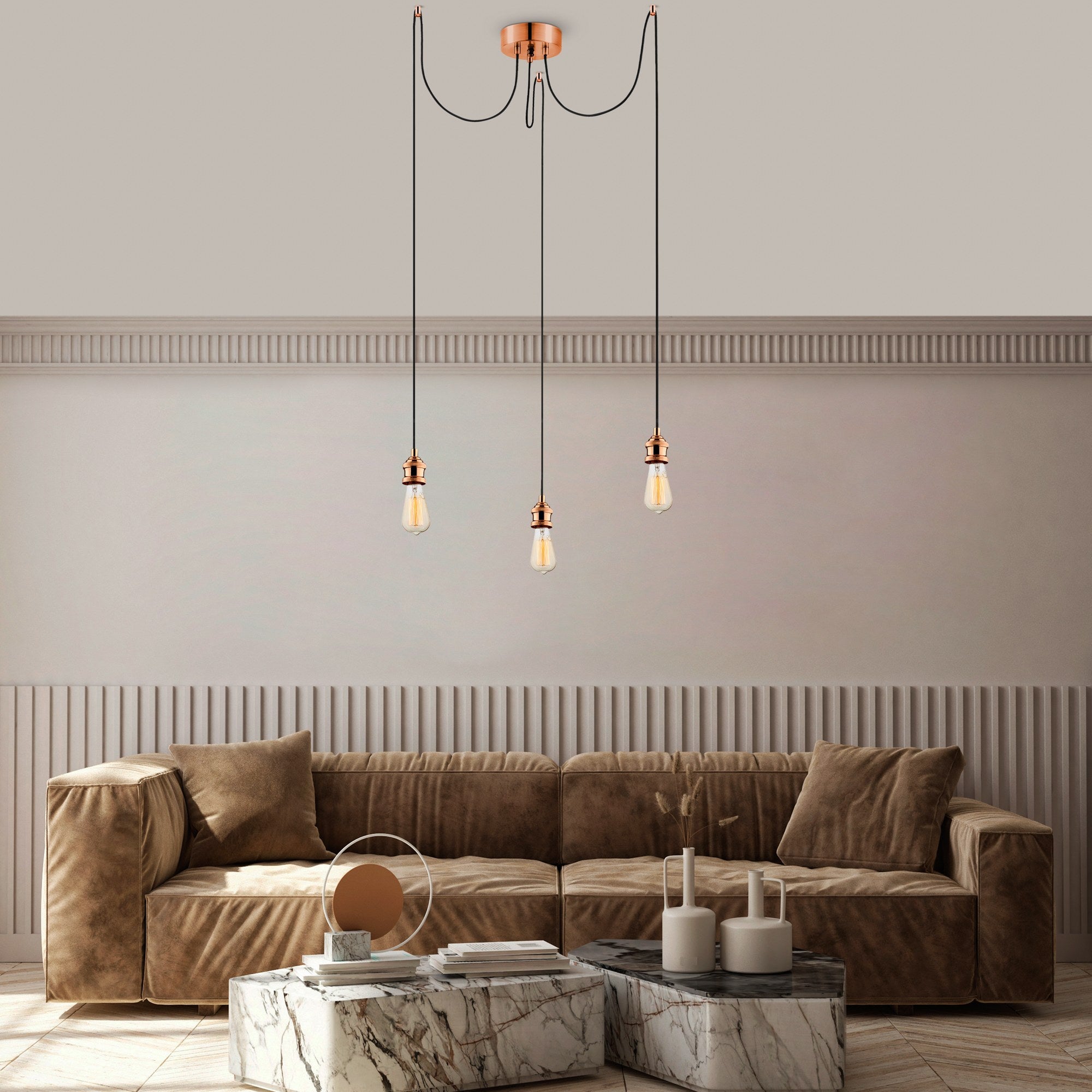 Candeeiro de Teto – 102 cm – Cobre – Metal