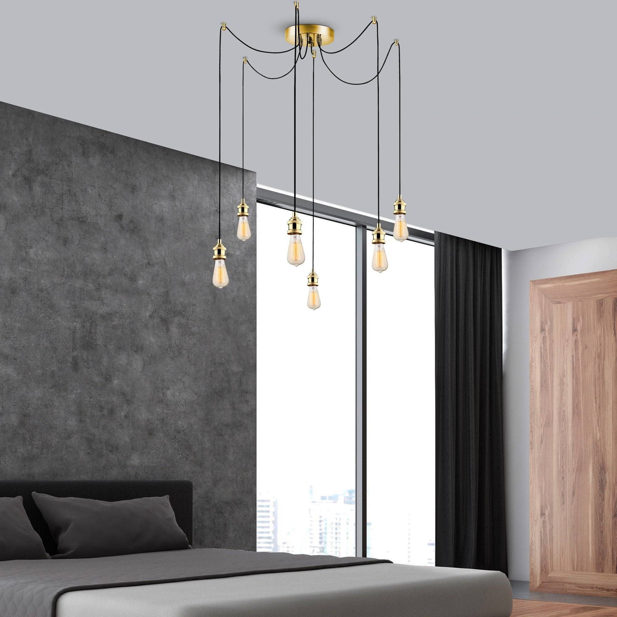 Candeeiro de Teto – 126 cm de Diâmetro – Dourado – Metal