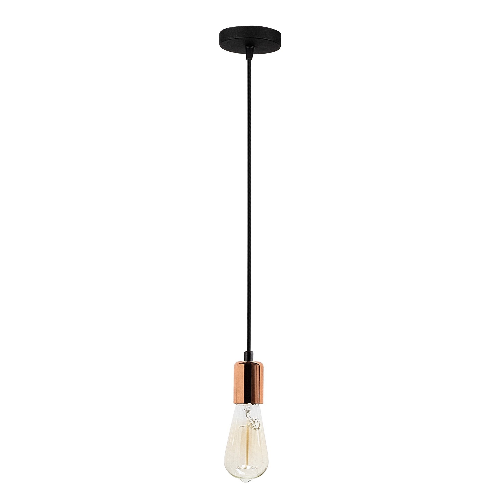 Candeeiro de Teto Elegante de Cobre, Altura Ajustável 102 cm, Diâmetro 6 cm | Corpo de Metal, Soquete E27, Design Glamour Nostálgico | Perfeito para Interiores Modernos