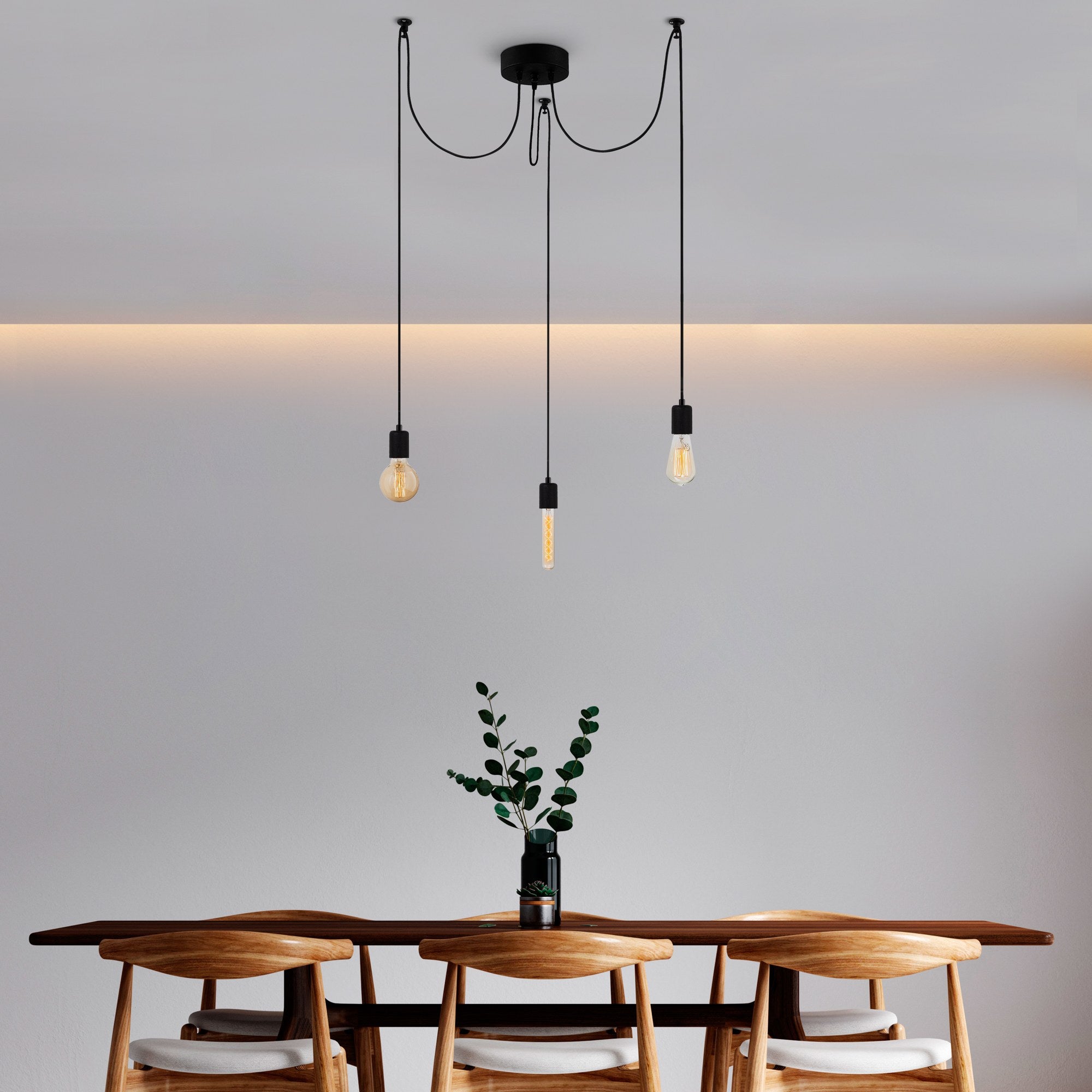 Candeeiro de Teto Industrial – 96 x 6 cm – Preto – Metal