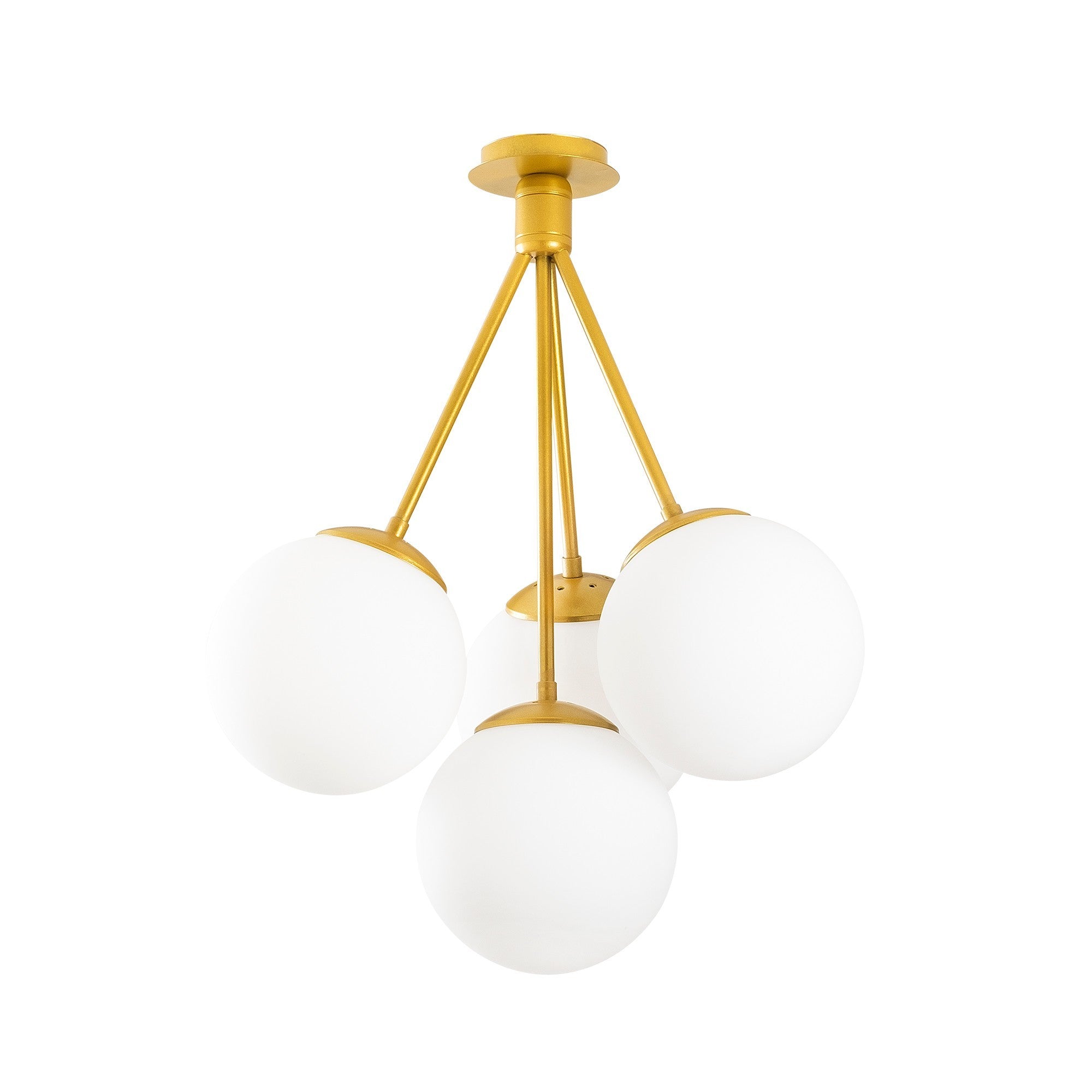 Candeeiro de Teto Dourado Elegante, Corpo em Metal, 57 cm de Diâmetro, 66 cm de Altura | 4 x E27 Máx. 40 W | Design Escandinavo Moderno e Glamouroso para Interiores Elegantes