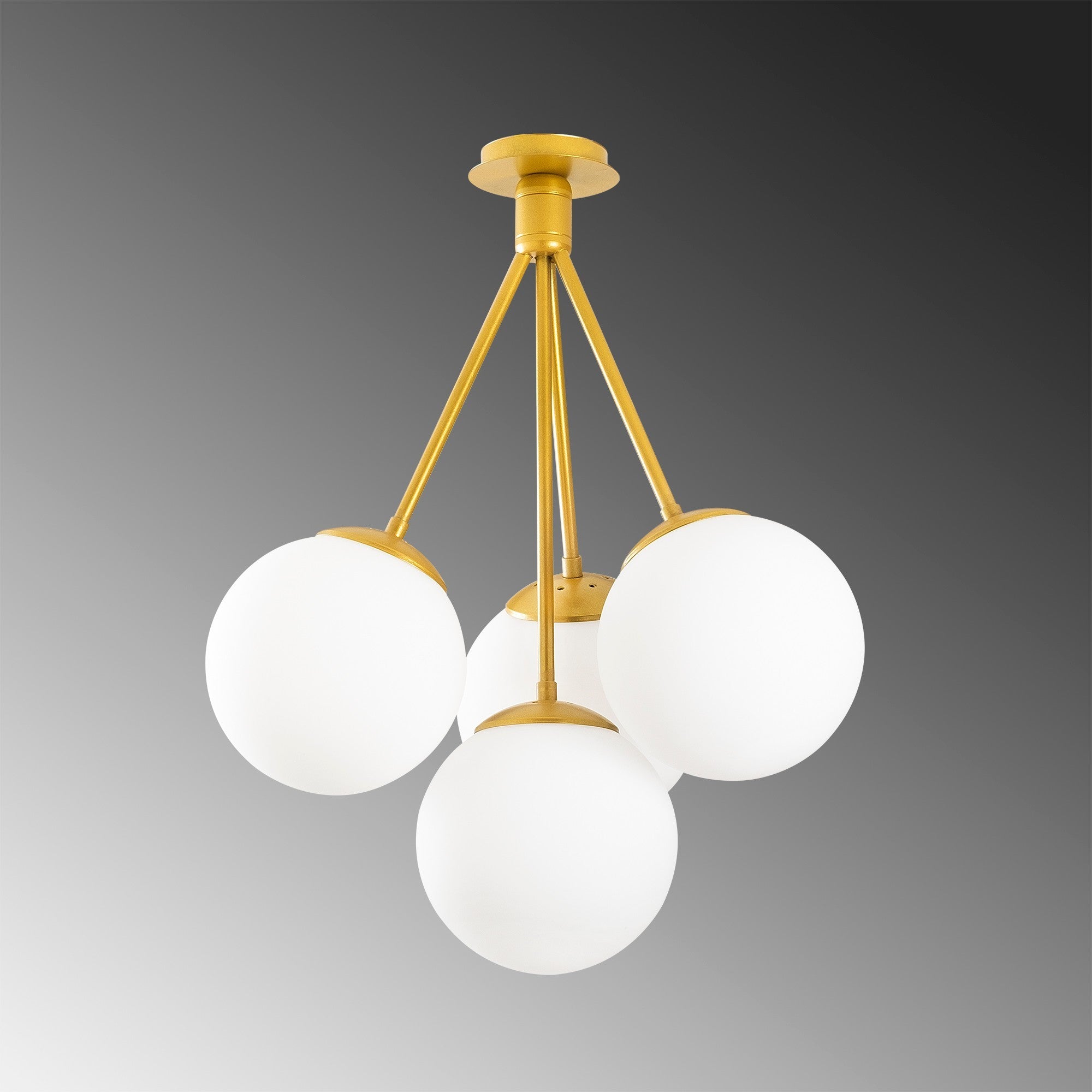 Candeeiro de Teto Dourado Elegante, Corpo em Metal, 57 cm de Diâmetro, 66 cm de Altura | 4 x E27 Máx. 40 W | Design Escandinavo Moderno e Glamouroso para Interiores Elegantes