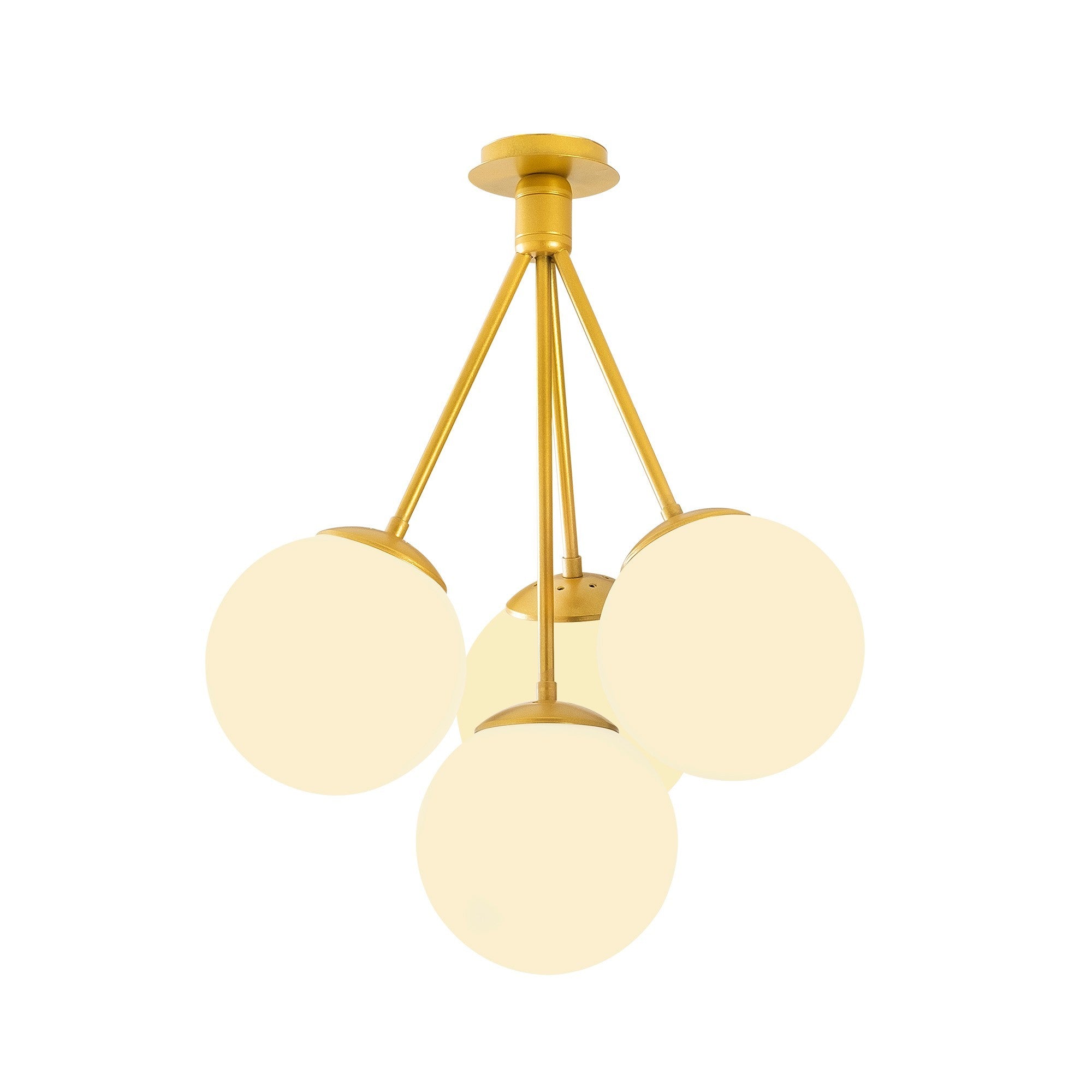Candeeiro de Teto Dourado Elegante, Corpo em Metal, 57 cm de Diâmetro, 66 cm de Altura | 4 x E27 Máx. 40 W | Design Escandinavo Moderno e Glamouroso para Interiores Elegantes