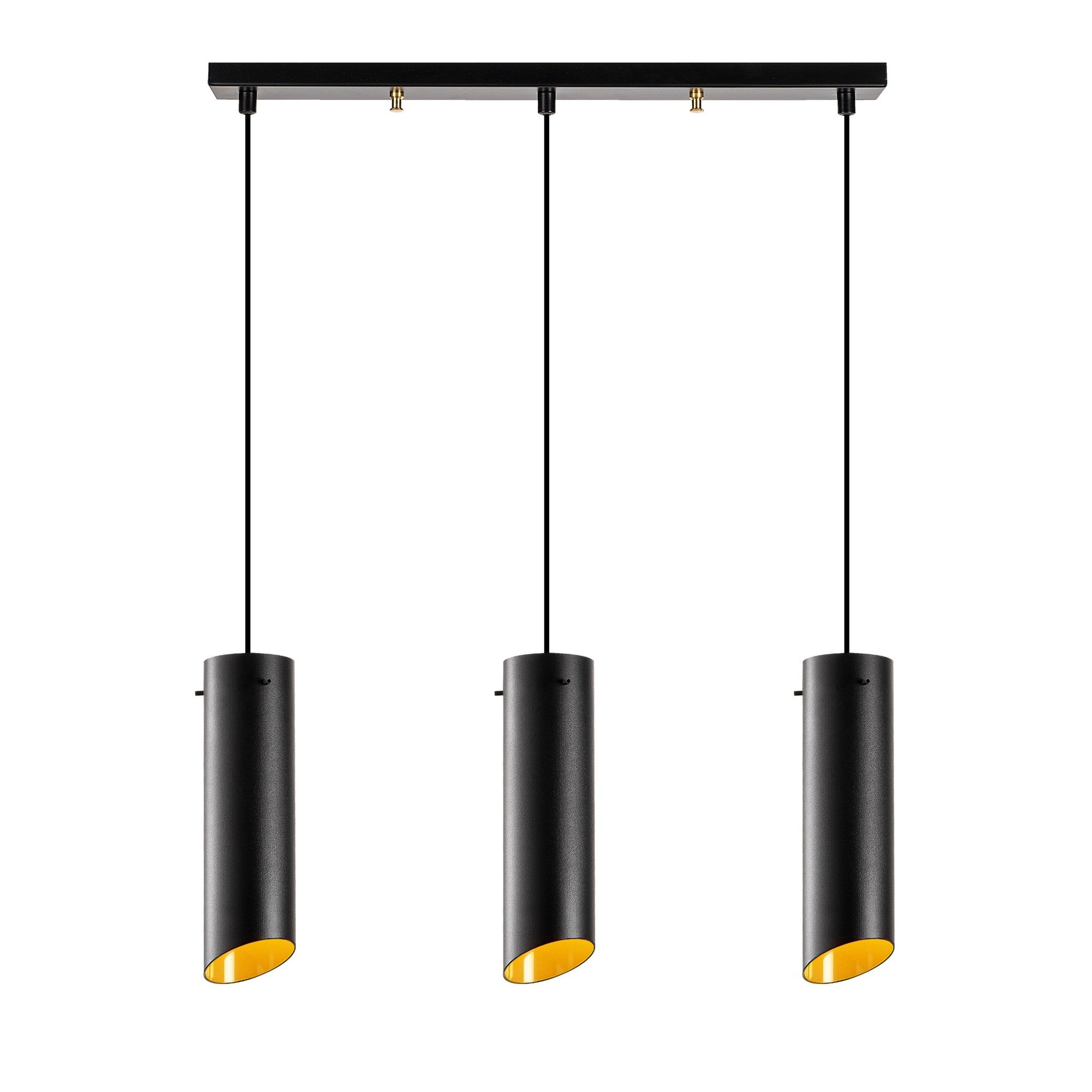 Candeeiro de Teto Industrial Moderno, Preto e Amarelo, 60 x 8 cm | Altura Ajustável, 3 x E27 máx. 40 W | Iluminação Elegante para Casa e Escritório