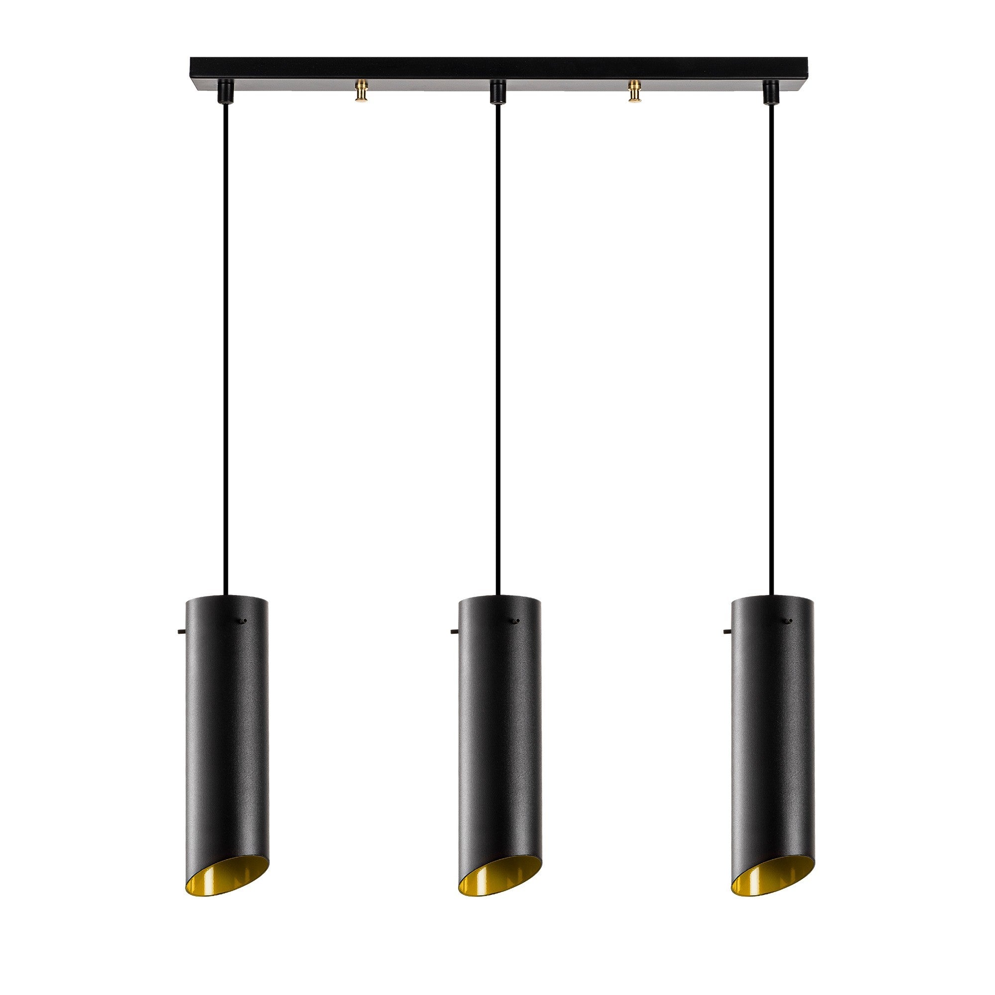 Candeeiro de Teto Industrial Moderno, Preto e Amarelo, 60 x 8 cm | Altura Ajustável, 3 x E27 máx. 40 W | Iluminação Elegante para Casa e Escritório