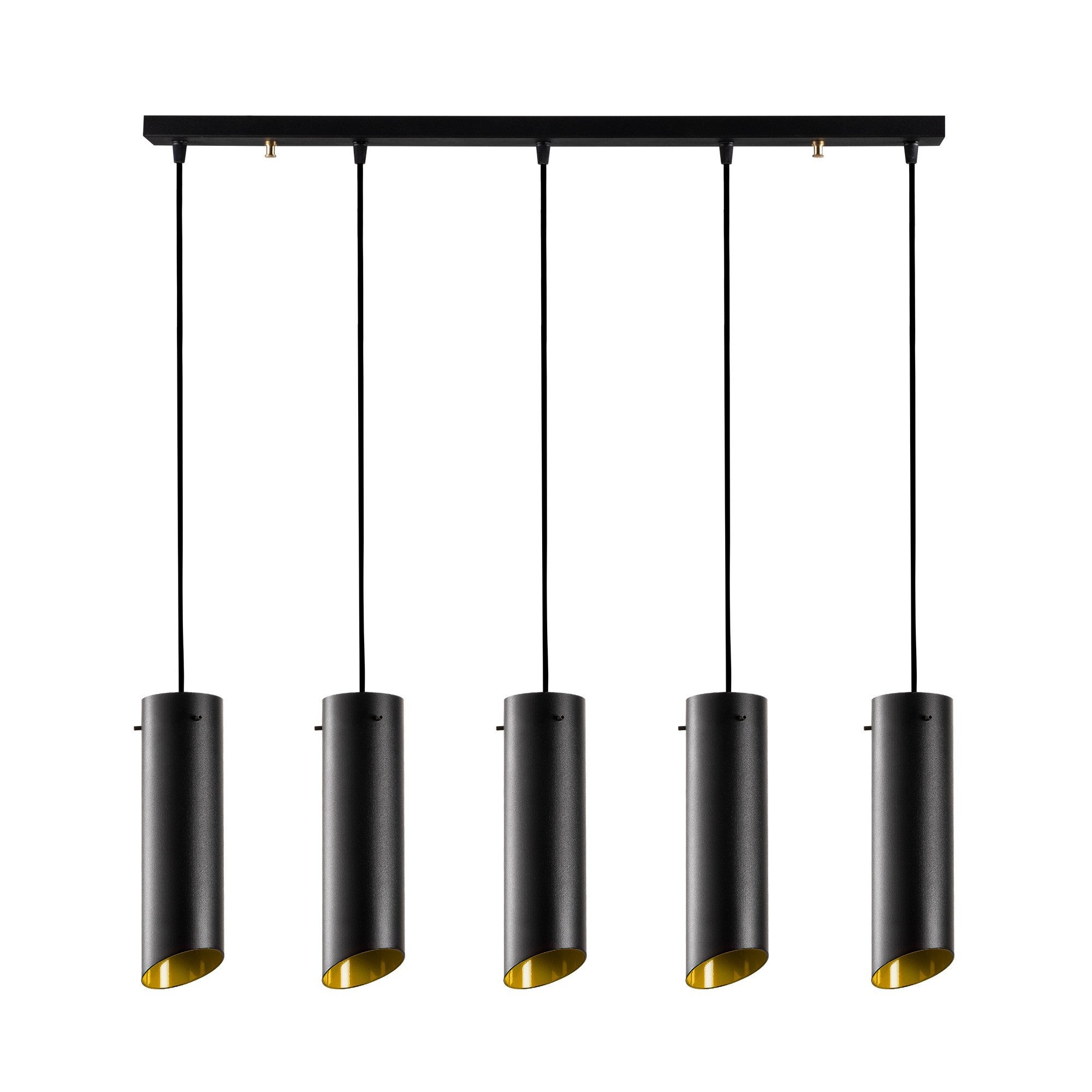 Candeeiro de Teto Industrial Moderno, Preto e Amarelo, 85 x 8 cm | Altura Ajustável, 5 Soquetes E27, IP20 | Perfeito para Decoração Escandinava e Moderna