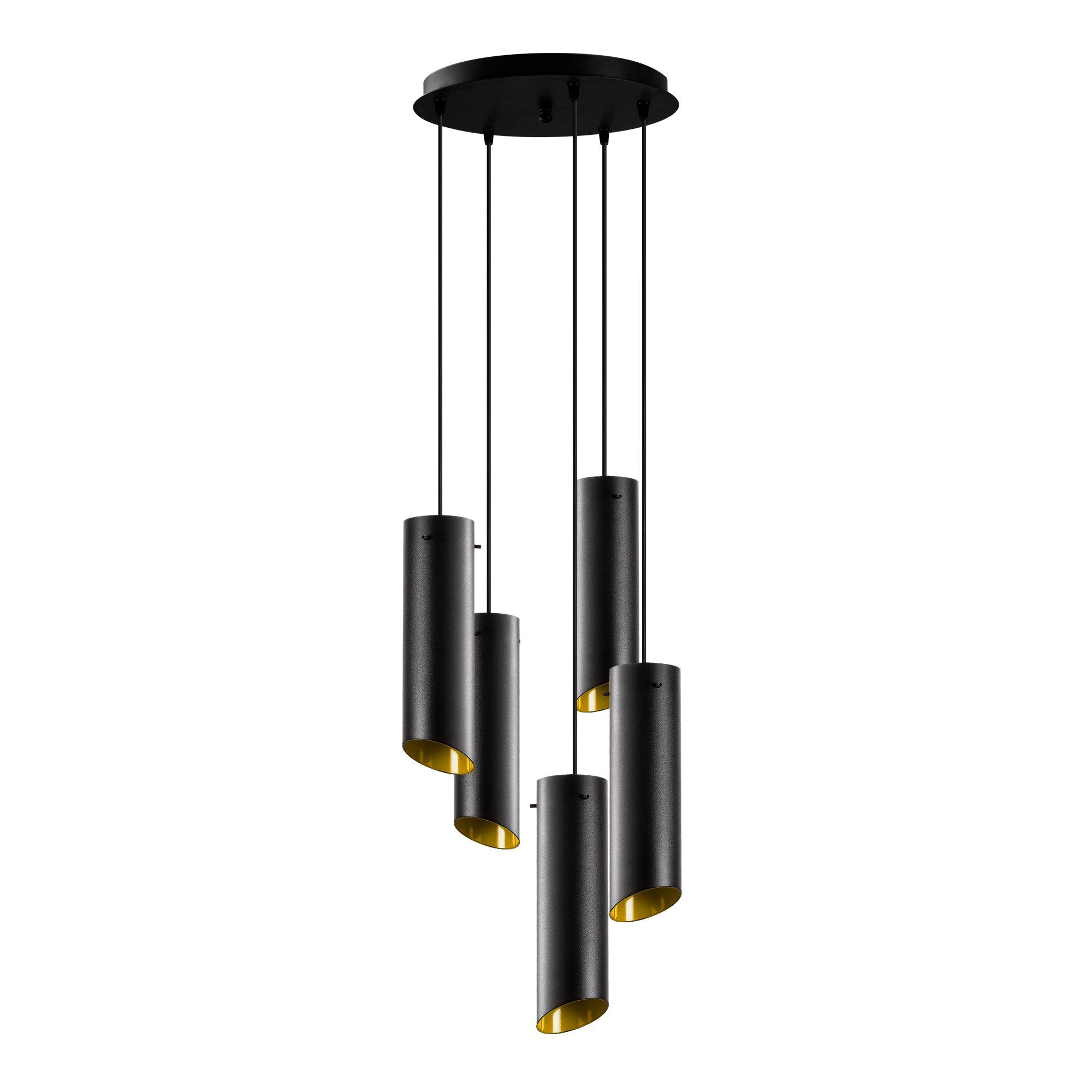 Candeeiro de Teto industrial moderno, preto e amarelo, 45 cm de diâmetro, altura ajustável, 5 soquetes E27, perfeito para decoração escandinava e espaços inovadores