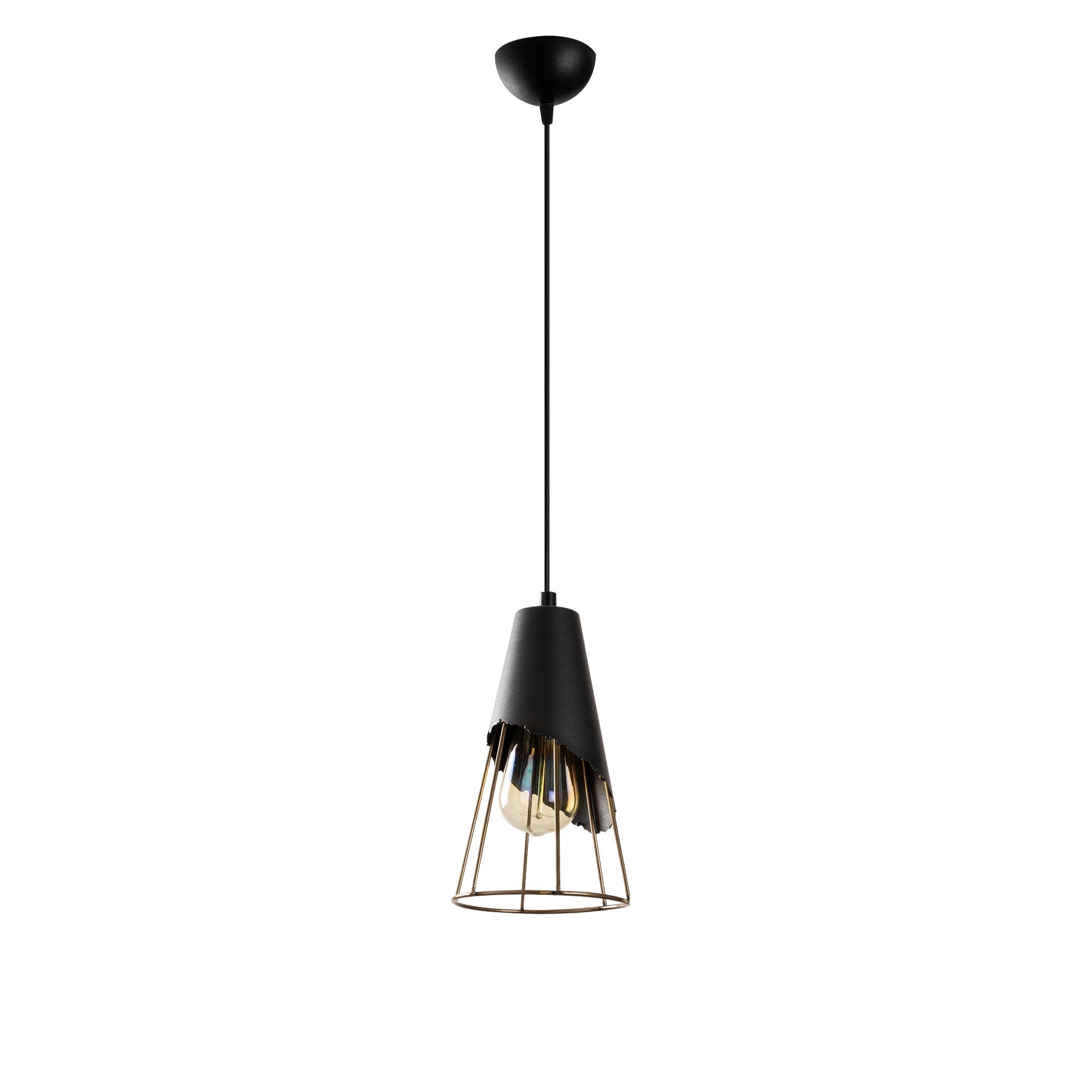 Candeeiro de Teto Industrial – 17 cm de Diâmetro – Preto – Metal
