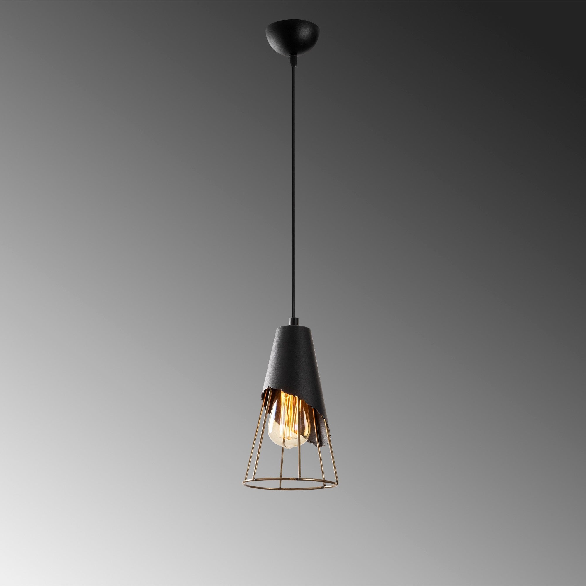 Candeeiro de Teto Industrial – 17 cm de Diâmetro – Preto – Metal