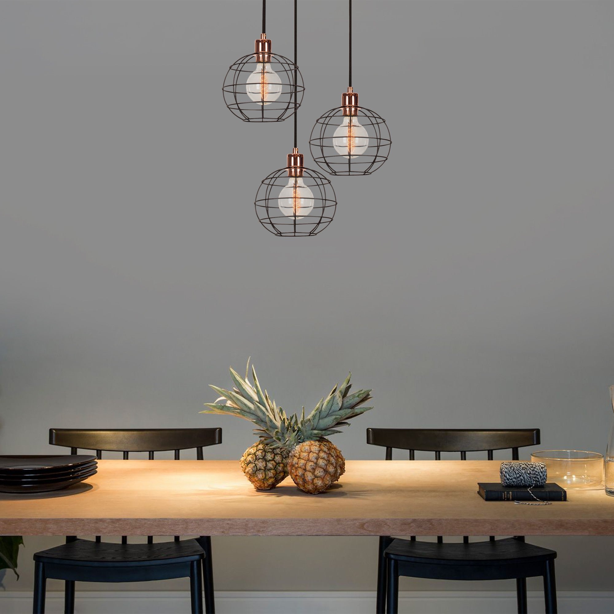 Candeeiro de Teto – 40 cm de diâmetro – Preto – Ferro