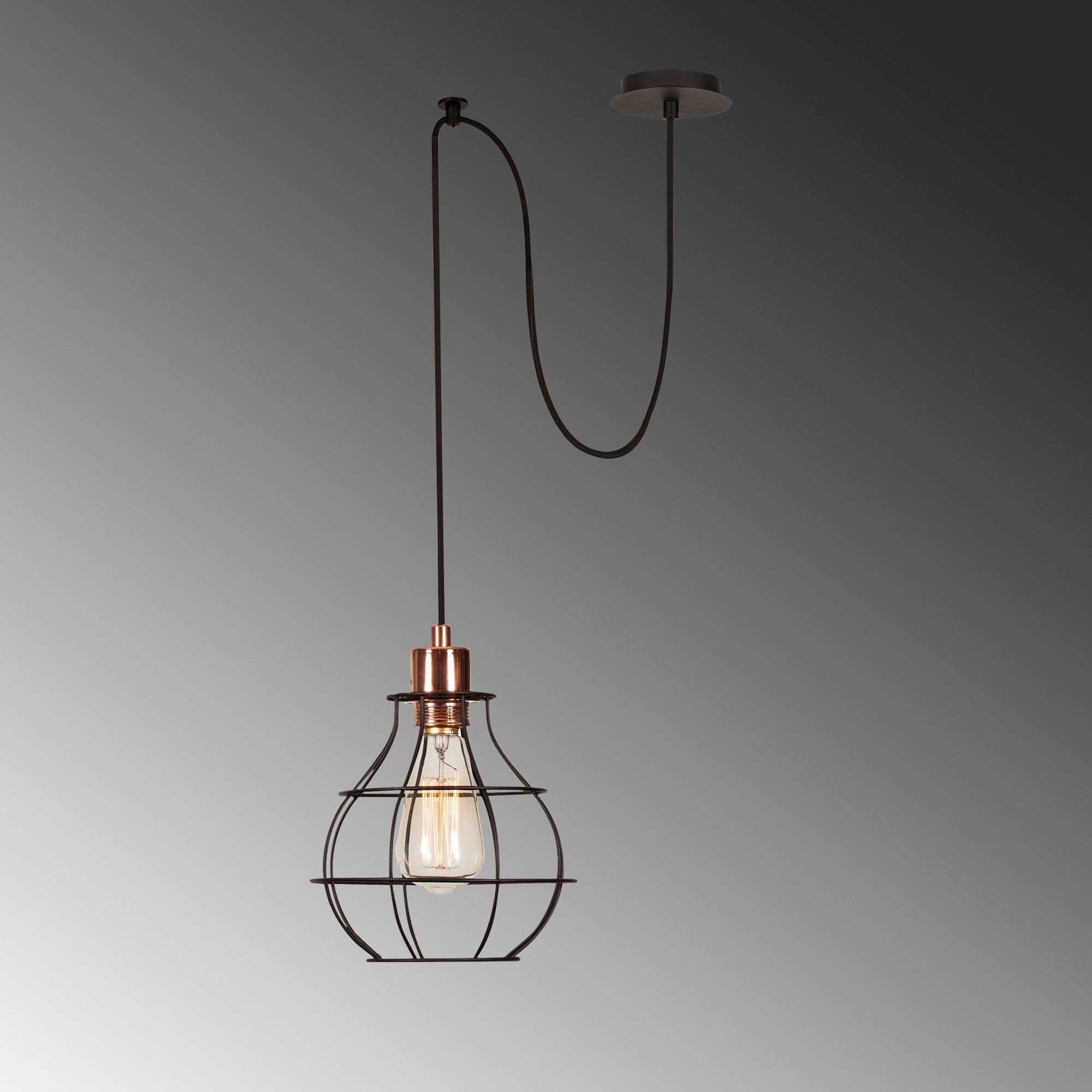 Candeeiro de Teto – 65 x 25 cm – Preto – Metal