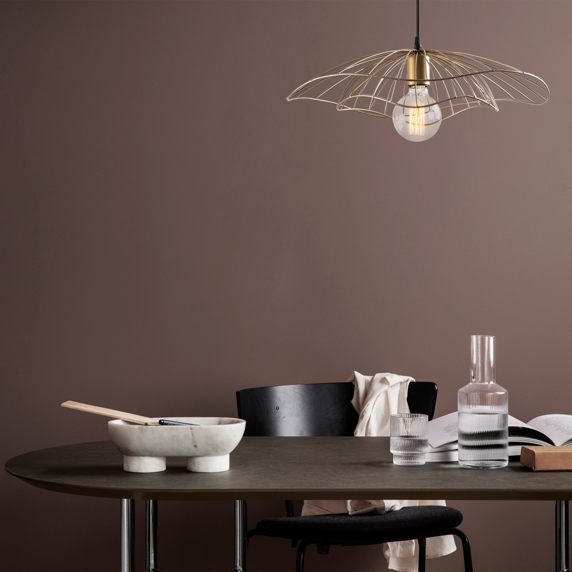 Lustre Vintage Glam, Corpo de Metal, 50 cm de Diâmetro, Altura Ajustável, Soquete E27, Design Elegante para Espaços Modernos, Classificação IP20, Cabo de 90 cm de Comprimento