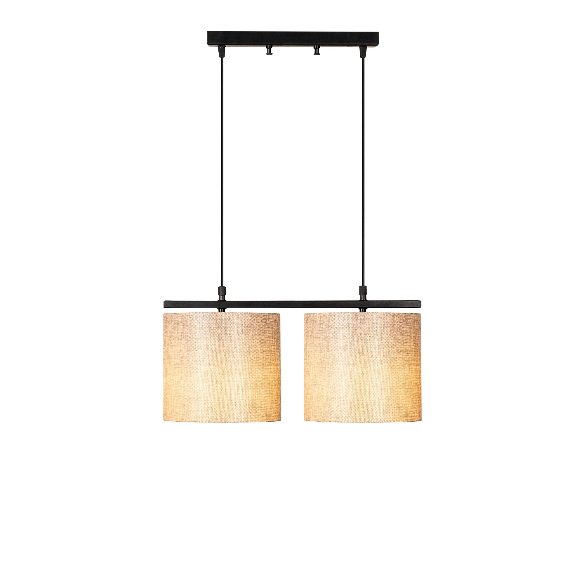 Candeeiro de Teto Escandinavo, Creme e Preto, 47 x 20 cm | Corpo em Metal, Altura Ajustável, 2 x E27 máx. 40 W | Iluminação Elegante para Espaços Modernos