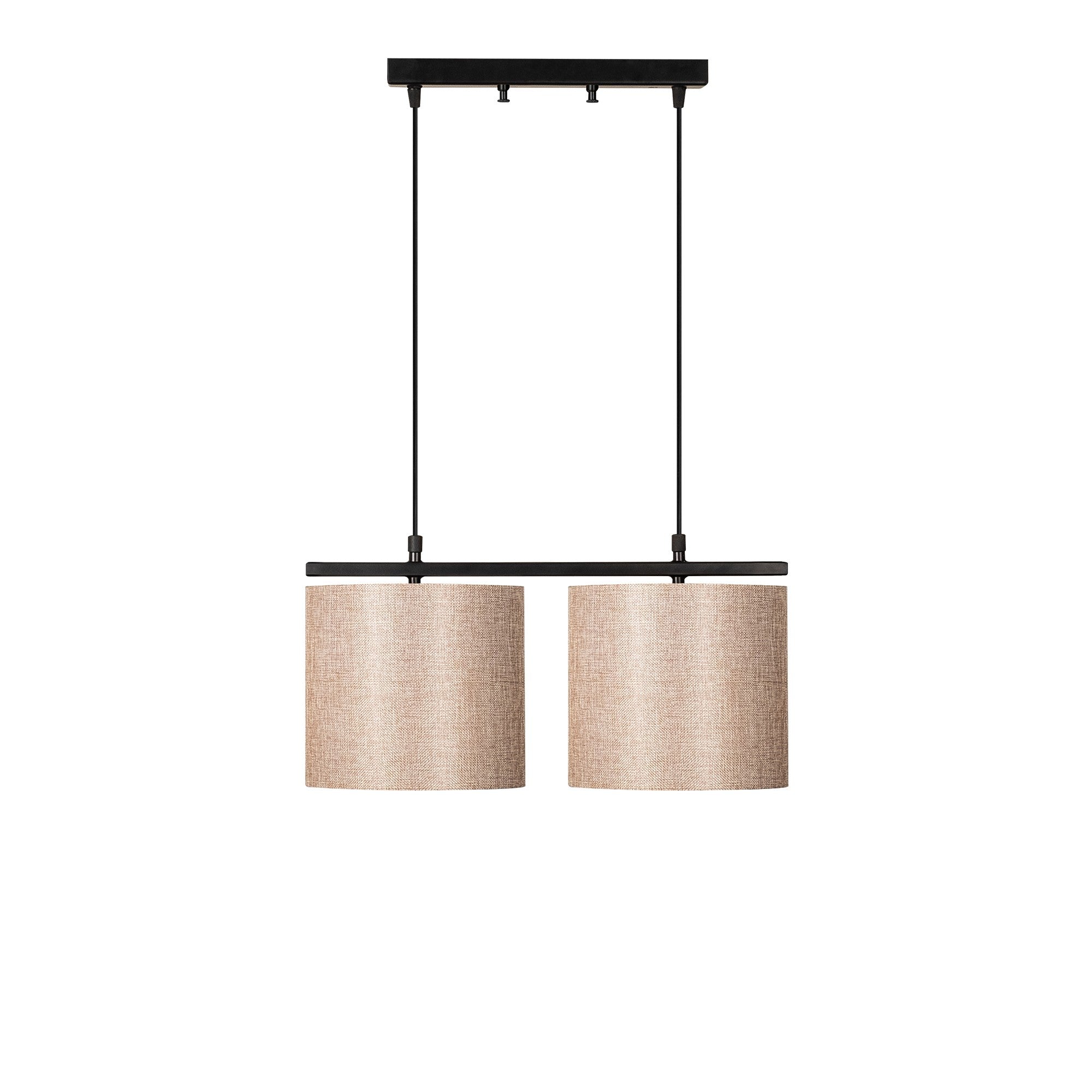 Candeeiro de Teto Escandinavo, Creme e Preto, 47 x 20 cm | Corpo em Metal, Altura Ajustável, 2 x E27 máx. 40 W | Iluminação Elegante para Espaços Modernos