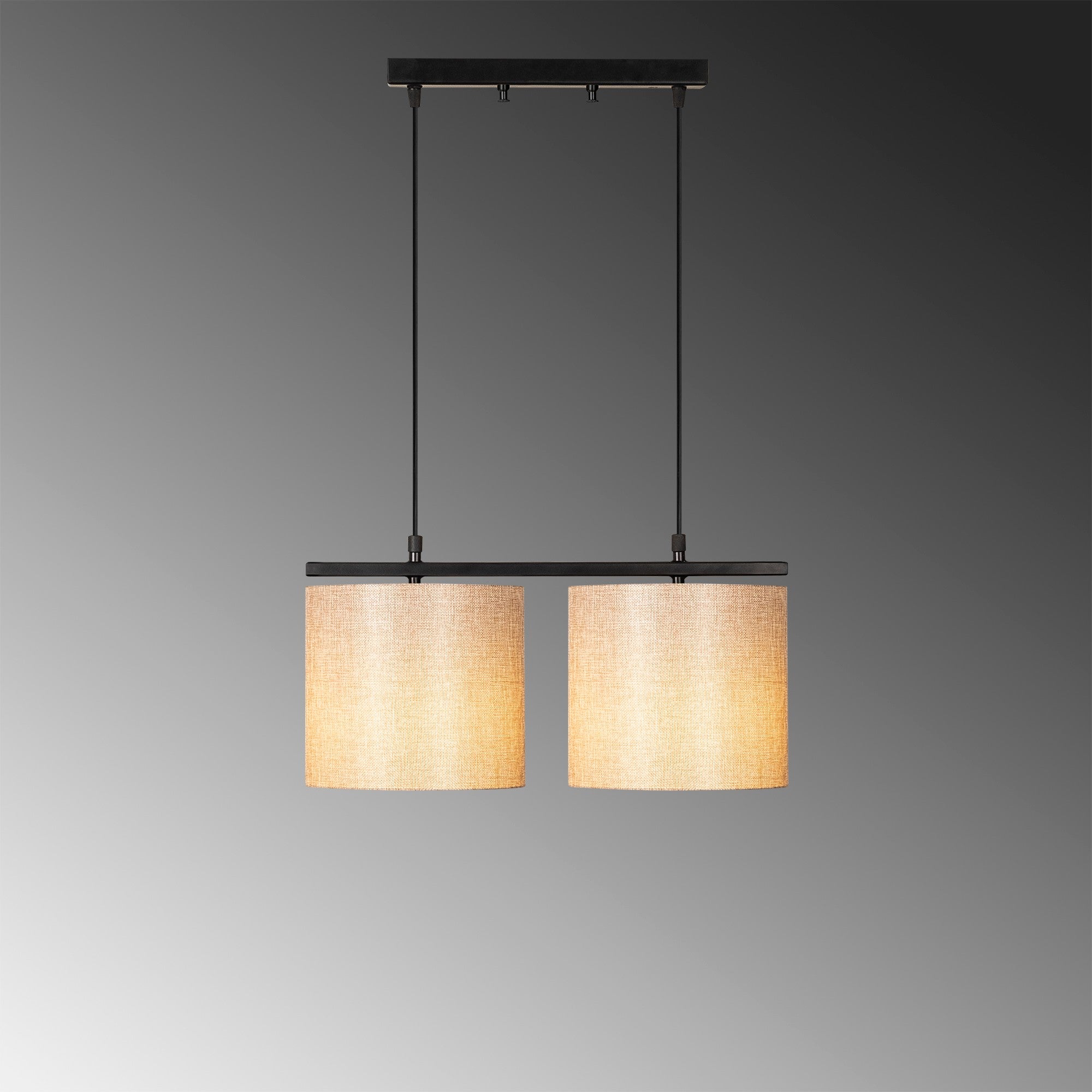 Candeeiro de Teto Escandinavo, Creme e Preto, 47 x 20 cm | Corpo em Metal, Altura Ajustável, 2 x E27 máx. 40 W | Iluminação Elegante para Espaços Modernos